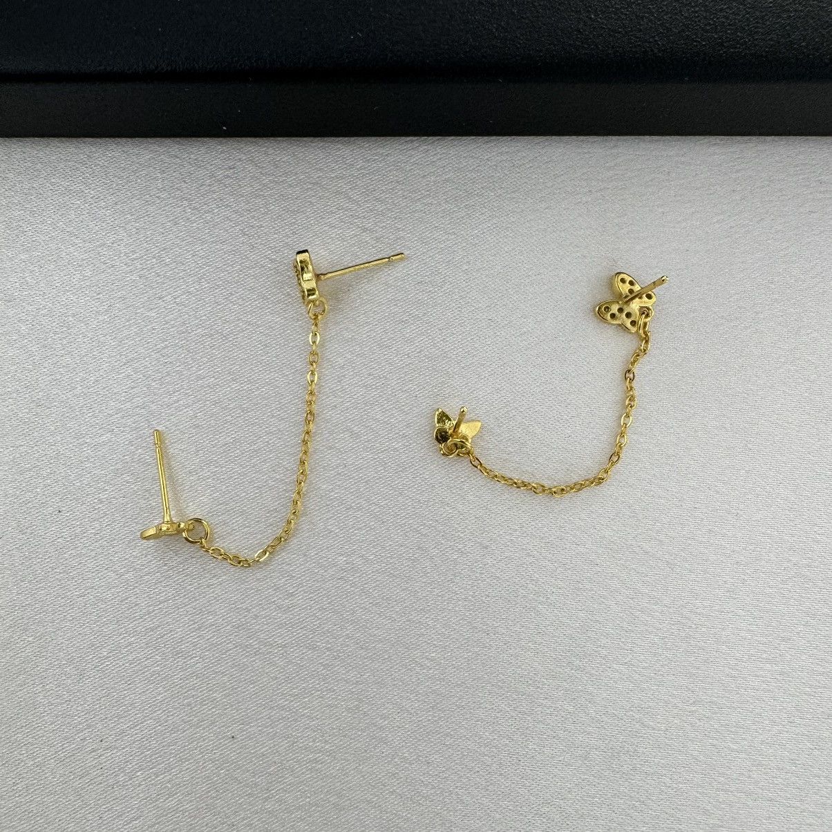 Other Double Piercing Dangle Chain Butterfly Earrings for Women Size ONE SIZE - 4 Thumbnail