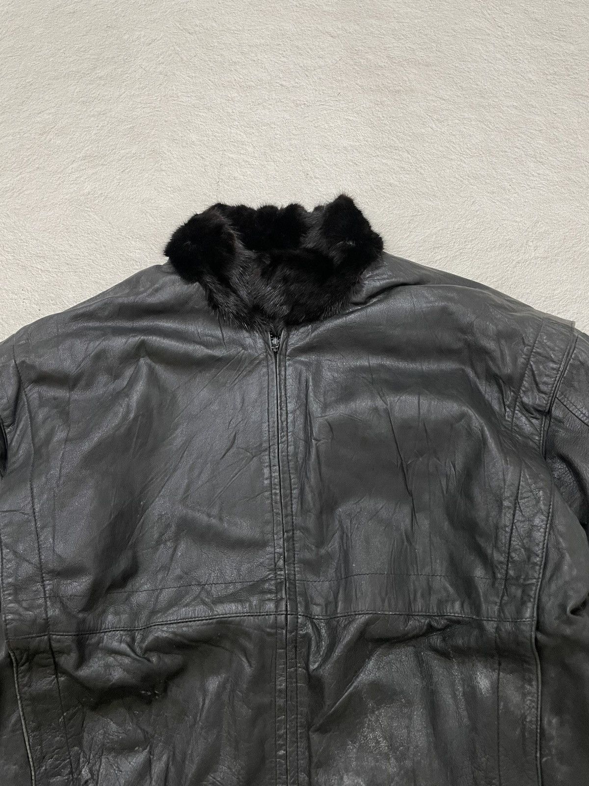 14th Addiction 2000s Black Leather Jacket Fur Vkei If6was9 LGB Heavy Winter Size US L / EU 52-54 / 3 - 4 Thumbnail