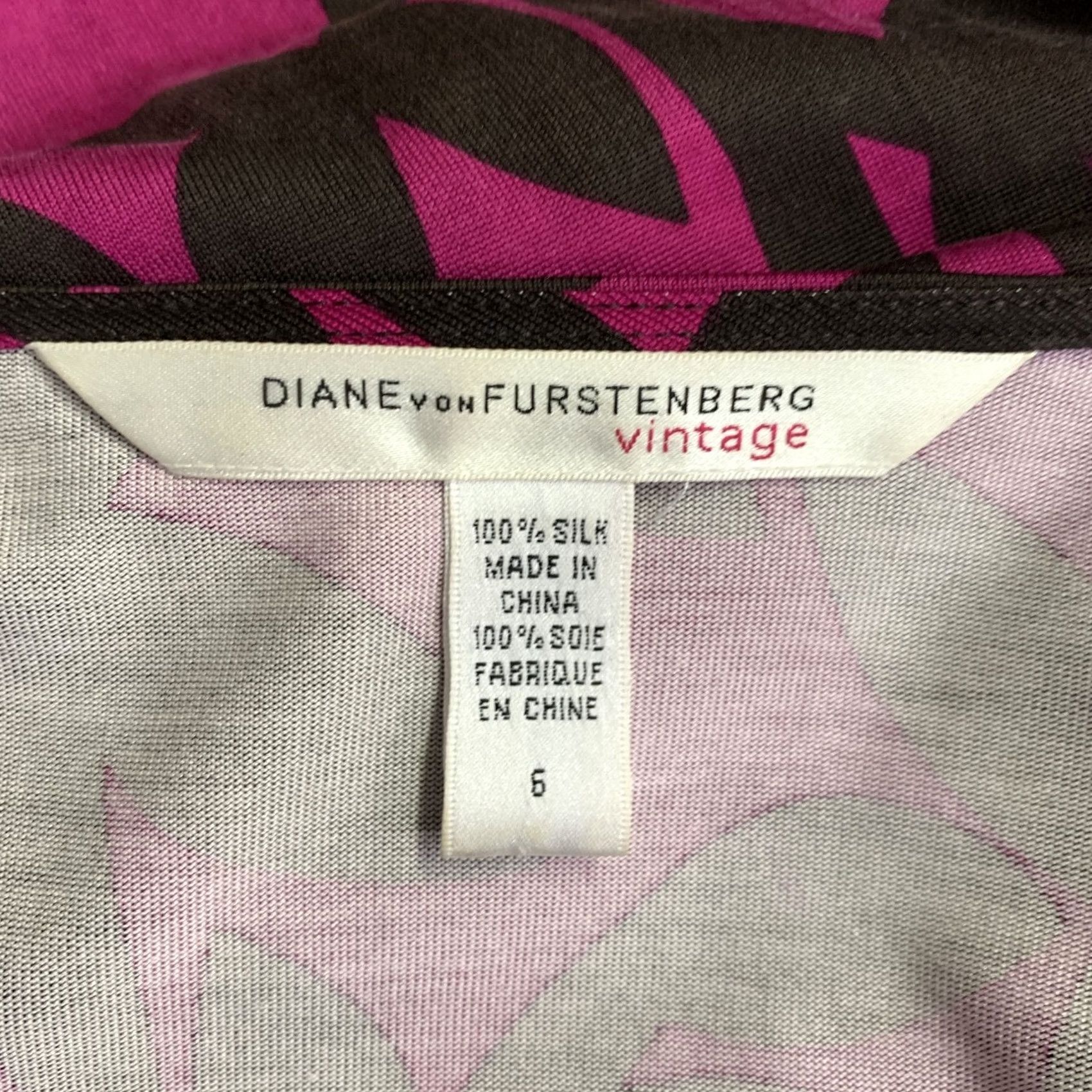 Diane von Furstenberg DIANE VON FURSTENBERG Wrap Dress M Brown Magenta Silk Abstract Floral Women Size M / US 6-8 / IT 42-44 - 7 Thumbnail