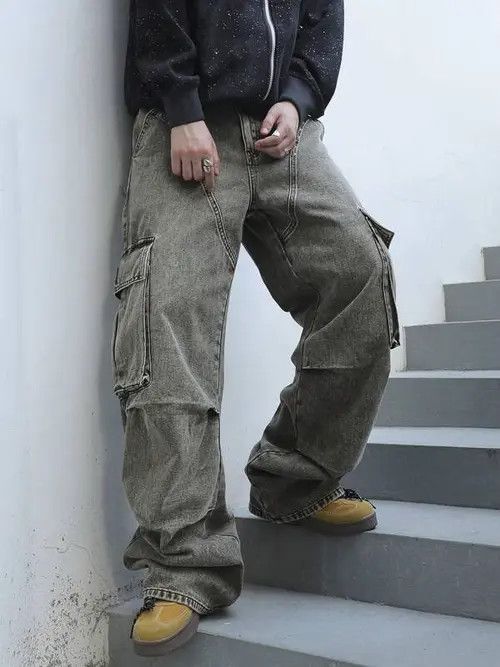 Designer × Japanese Brand × Vintage y2k baggy cargo hiphop faded pants Size US 34 / EU 50 - 1 Thumbnail