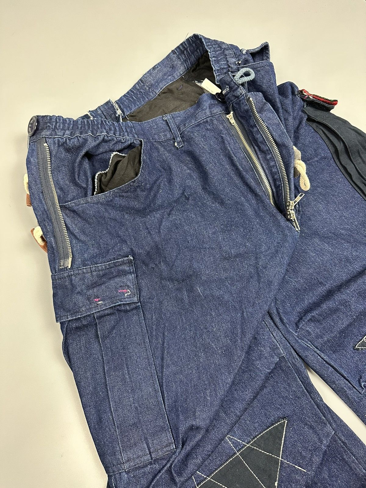 If Six Was Nine × Le Grande Bleu (L.G.B.) 🔥Rare🔥Kapital Inspired Baggy Twist Waist Sashiko Denim Size US 35 - 11 Thumbnail