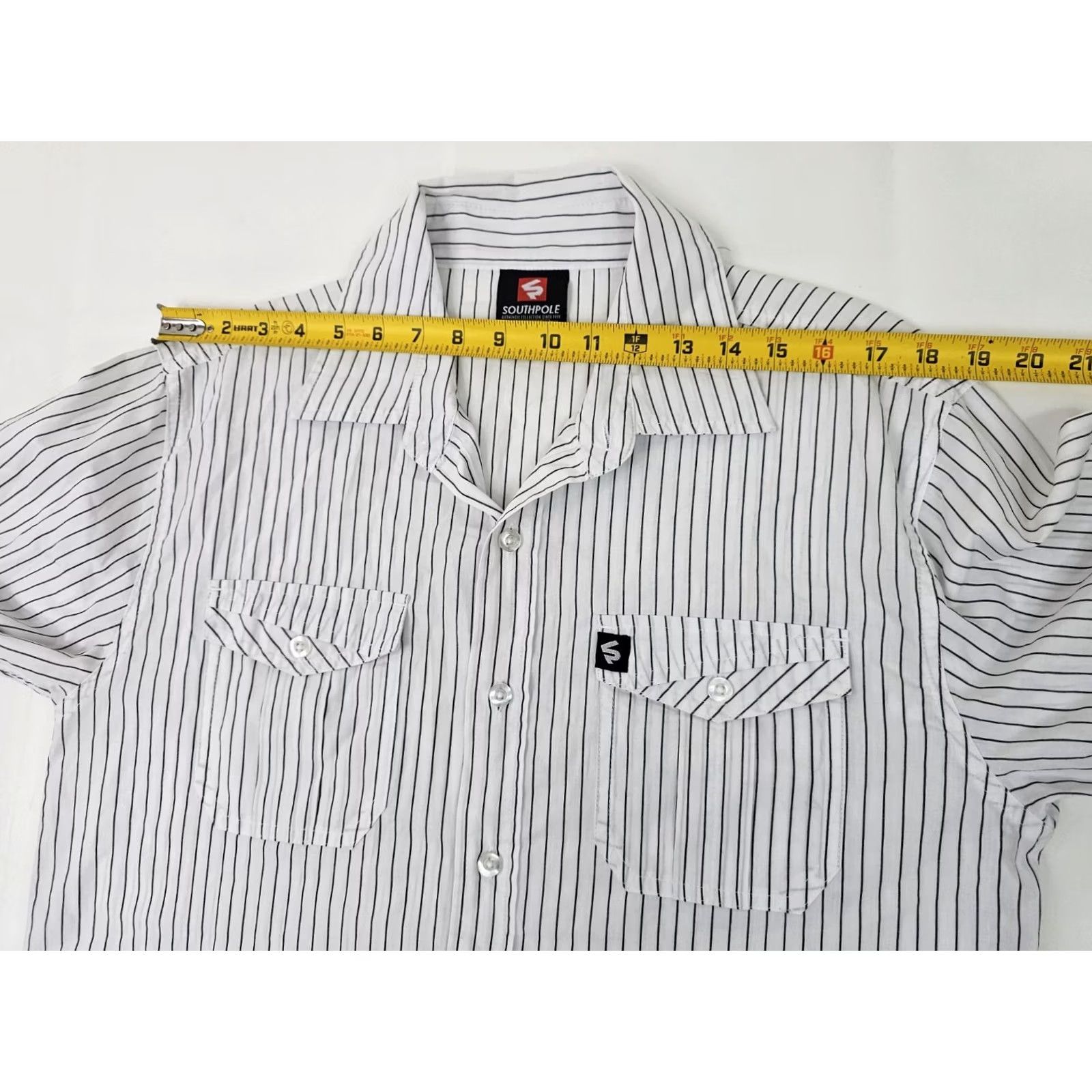 Southpole Vtg South Pole Button-Up Striped Shirt Men L White Lightweight Hip Hop Y2K Business Casual Size US L / EU 52-54 / 3 - 7 Thumbnail