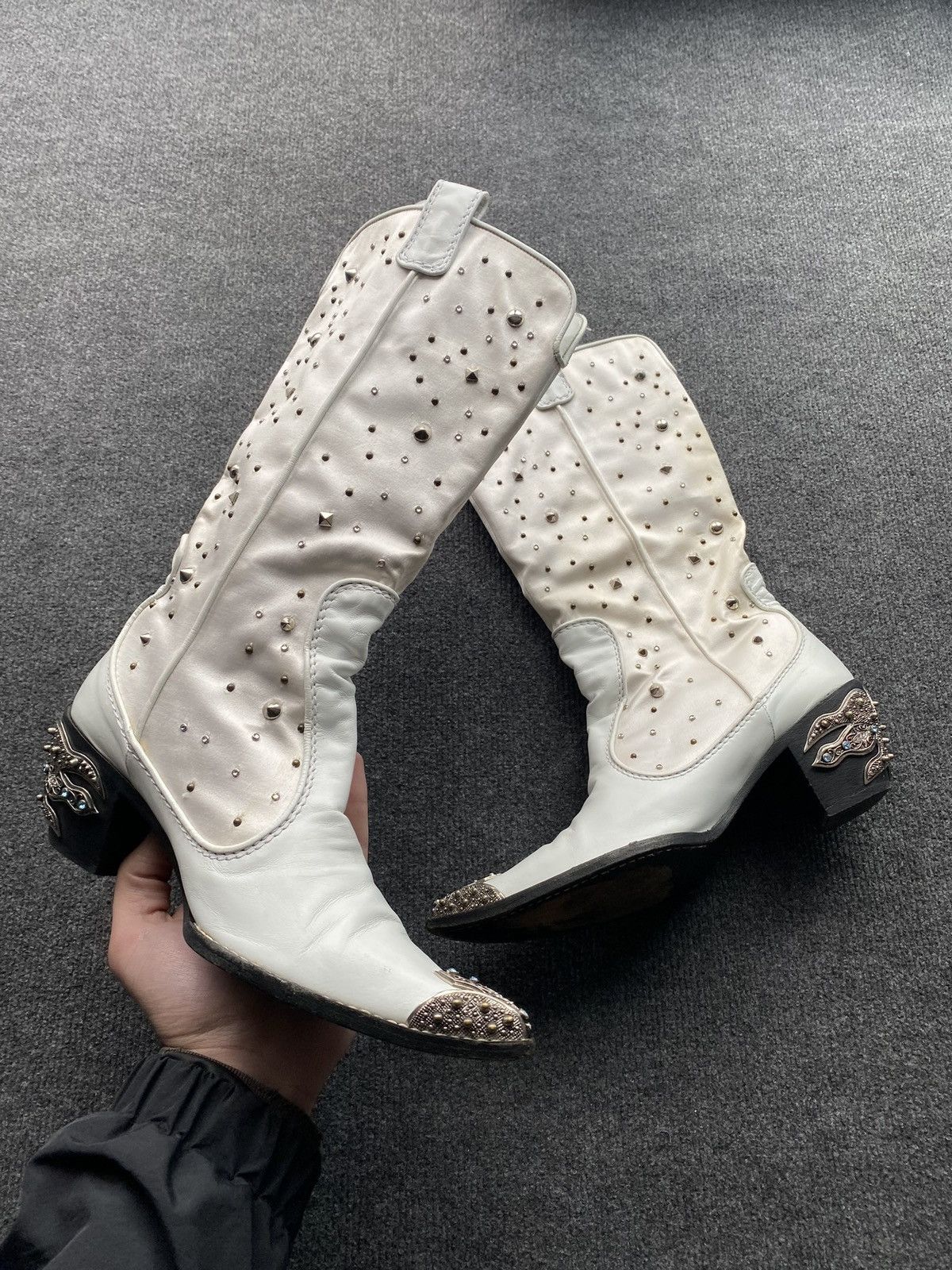 Other 🔥Vicini Italy Leather White Boots Vintage Luxury women 40 Size US 10 / IT 40 - 1 Thumbnail