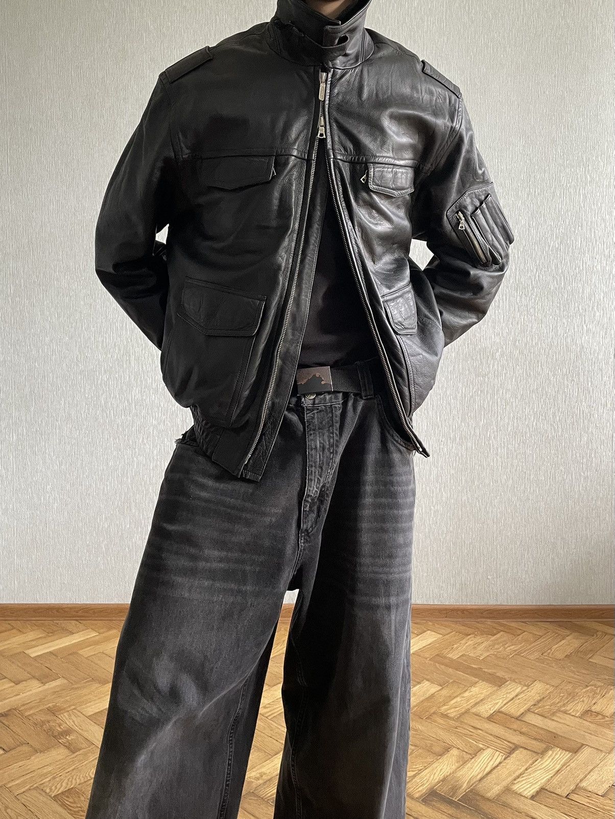 Vintage 1994 German Police Officer’s Jacket; Tanned Lambskin; Riri Size US XXL / EU 58 / 5 - 6 Thumbnail