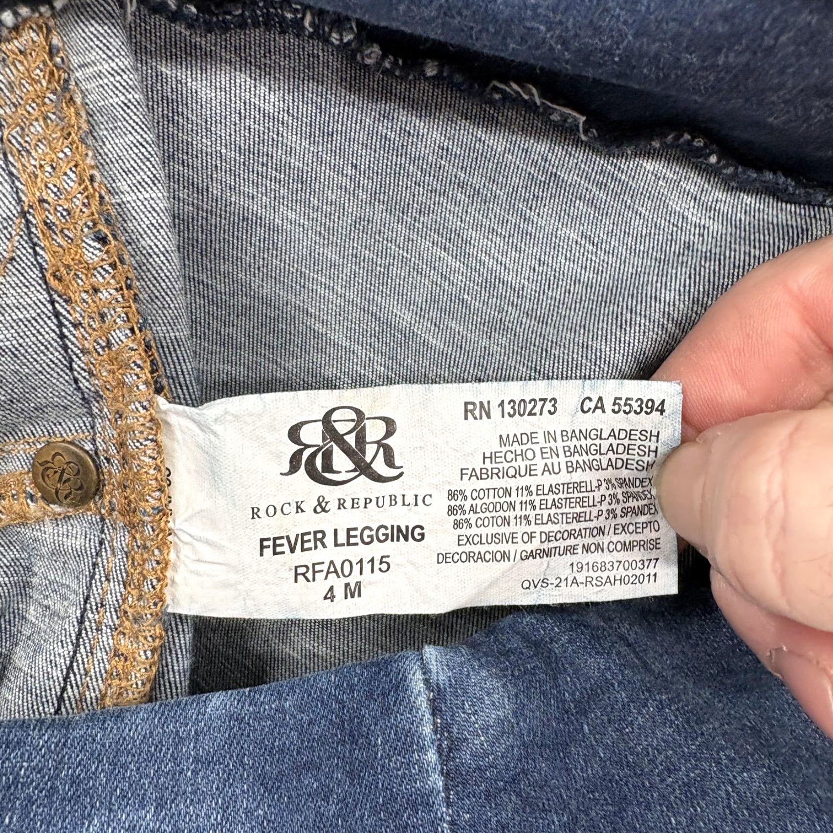 Vintage Rock & Republic Jeans Womens 4 Dark Wash Fever Pull On Skinny Ankle Denim Grunge Size 27" / US 4 / IT 40 - 5 Thumbnail