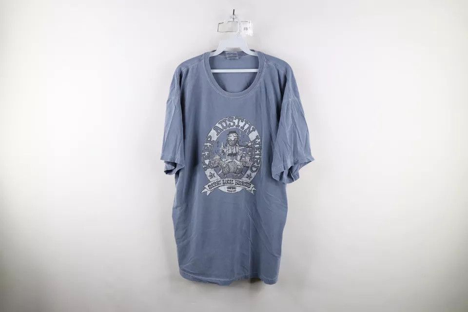 Vintage Vintage 90s Streetwear Stonewash Austin Weird Texas T-Shirt Size US XL / EU 56 / 4 - 1 Thumbnail
