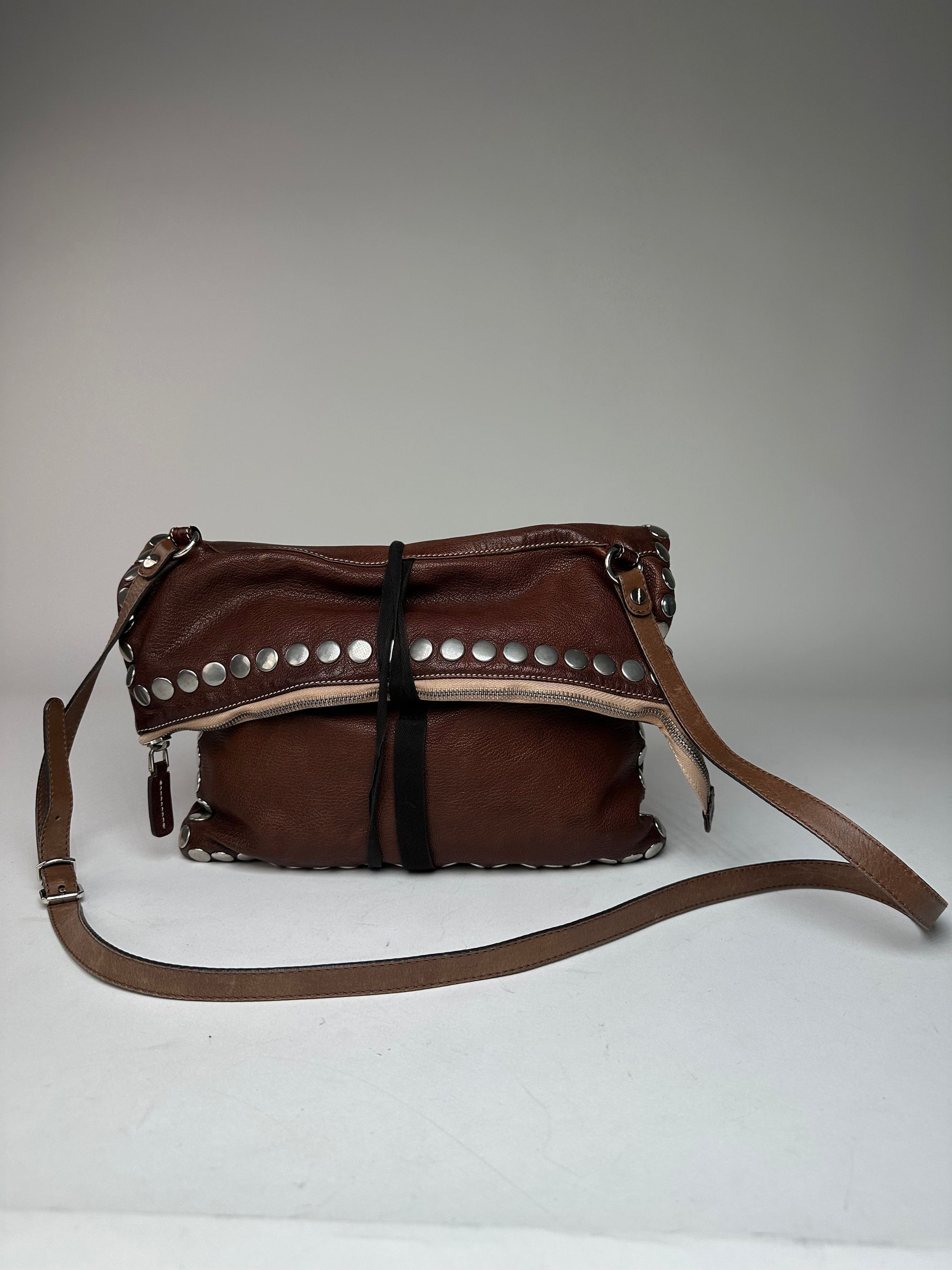 Marni Vintage Studded Leather Shoulder Bag Brown Size ONE SIZE - 1 Thumbnail