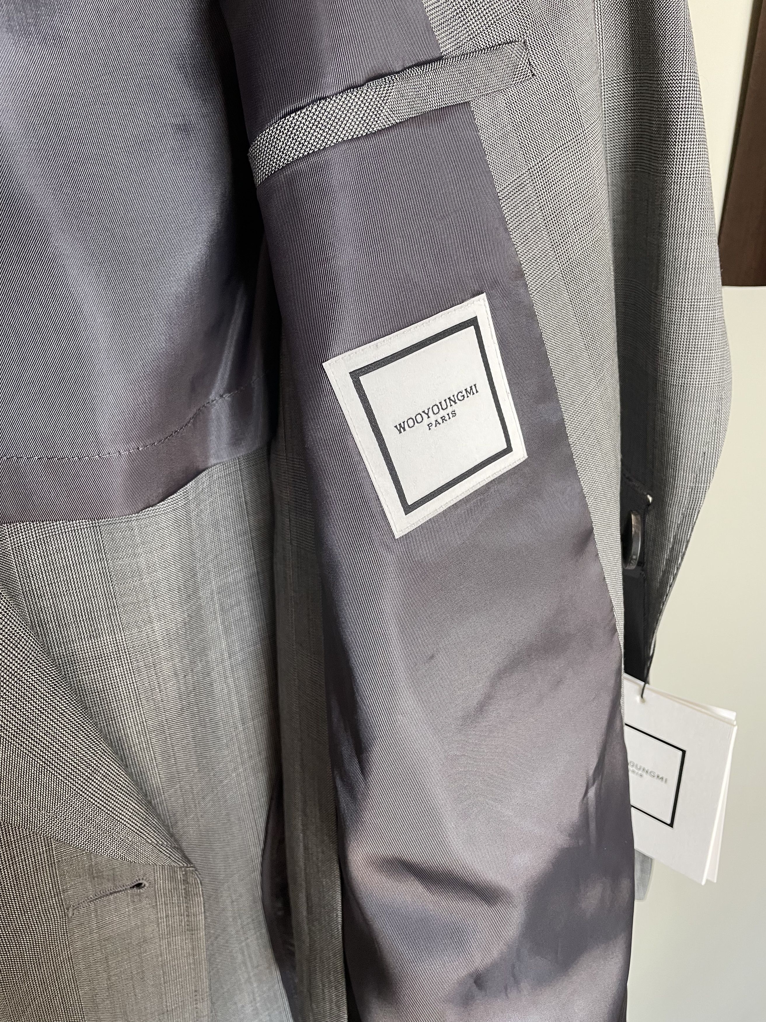 Wooyoungmi GORGEOUS RARE DOUBLE-BREASTED PRINCE OF WALES GREY BLAZER Size 44S - 6 Thumbnail