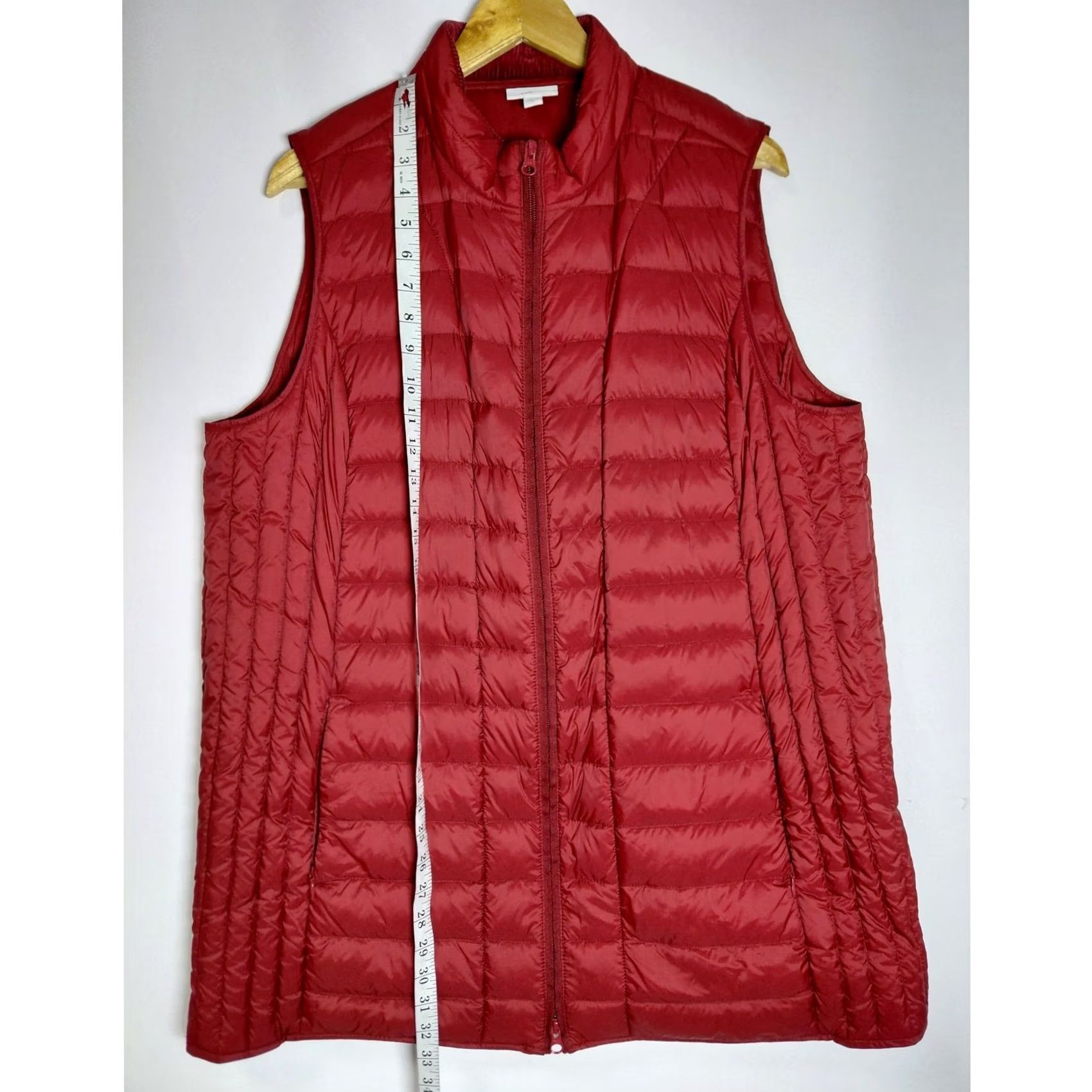 J. Jill J.Jill Down Puffer Vest Red Solid Nylon Women XL Vest Sleeveless Zip Lightweight Insulated Lined Casual Travel Winter Fall Basics Size XL / US 12-14 / IT 48-50 - 5 Thumbnail