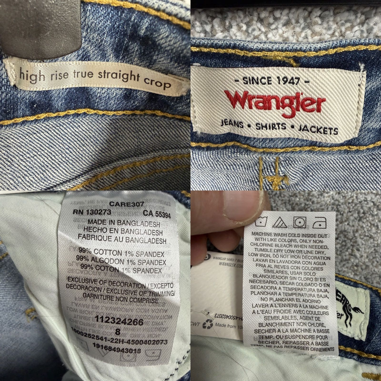 Wrangler Wrangler Jeans Womens High Rise True Straight Crop 29x24 Blue Stretch Denim 8/29 Size 30" / US 8 / IT 44 - 9 Thumbnail