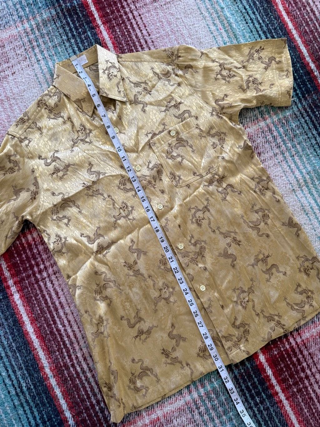 The Unbranded Brand Men's Unbranded Gold Dragon Print Casual Button Down Shirt M Size US M / EU 48-50 / 2 - 5 Thumbnail