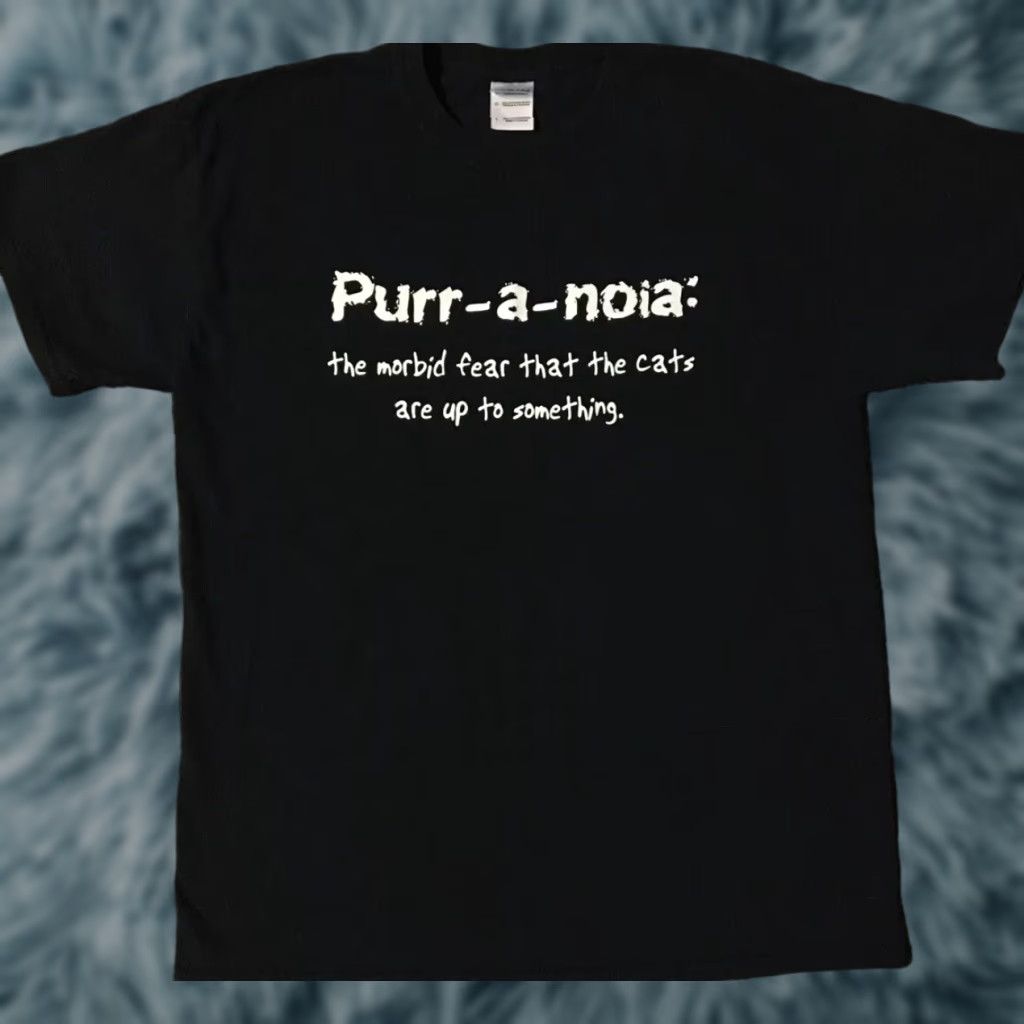 Vintage VINTAGE Purr-a-noia Fear Of Cats Faded Shirt L Black 90s Y2K Funny Saying Joke Grunge Nike? Size US L / EU 52-54 / 3 - 1 Thumbnail