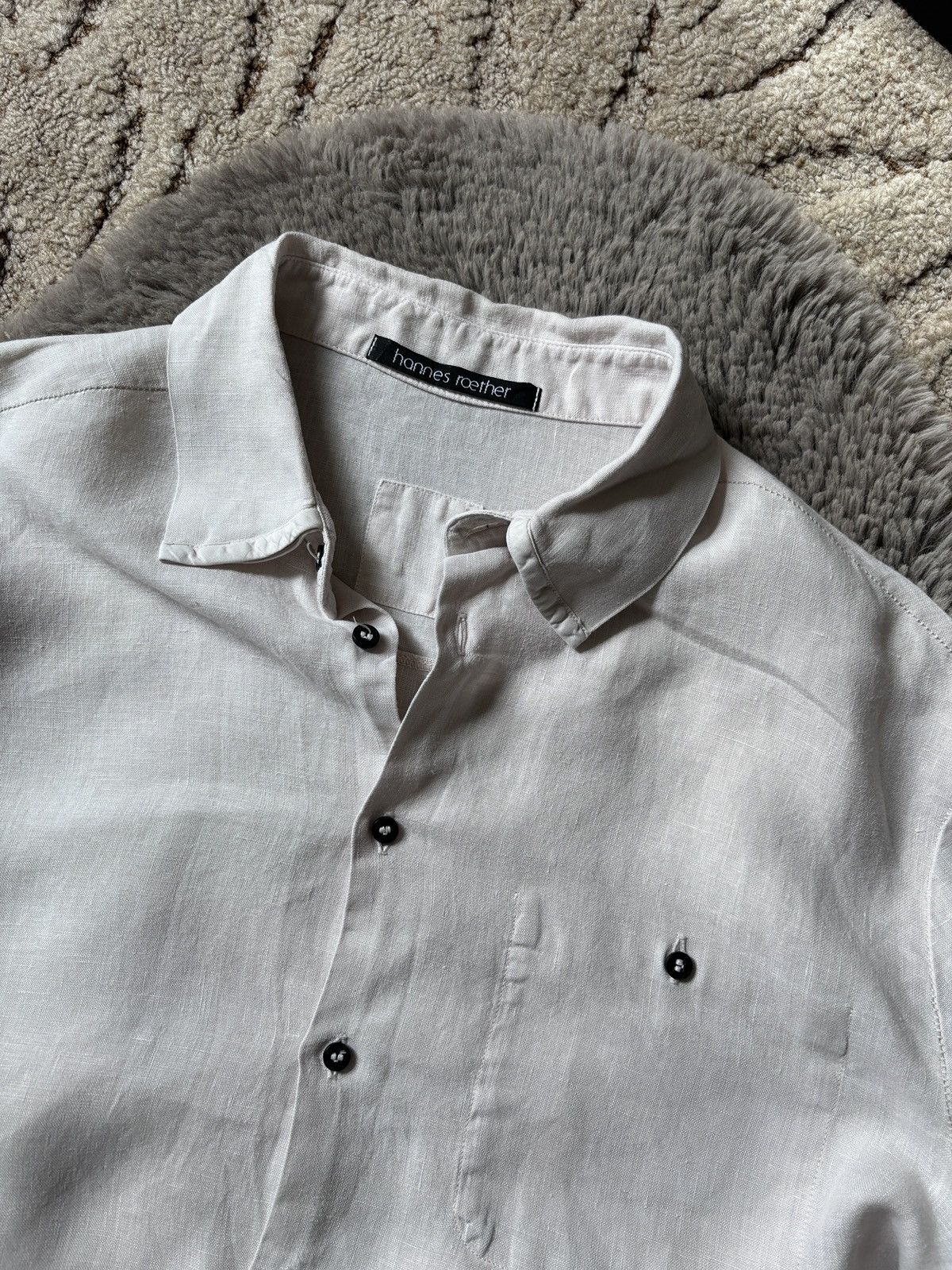 hannes roether Hannes Roether shirt beige linen long sleeve shirt Size US M / EU 48-50 / 2 - 5 Thumbnail