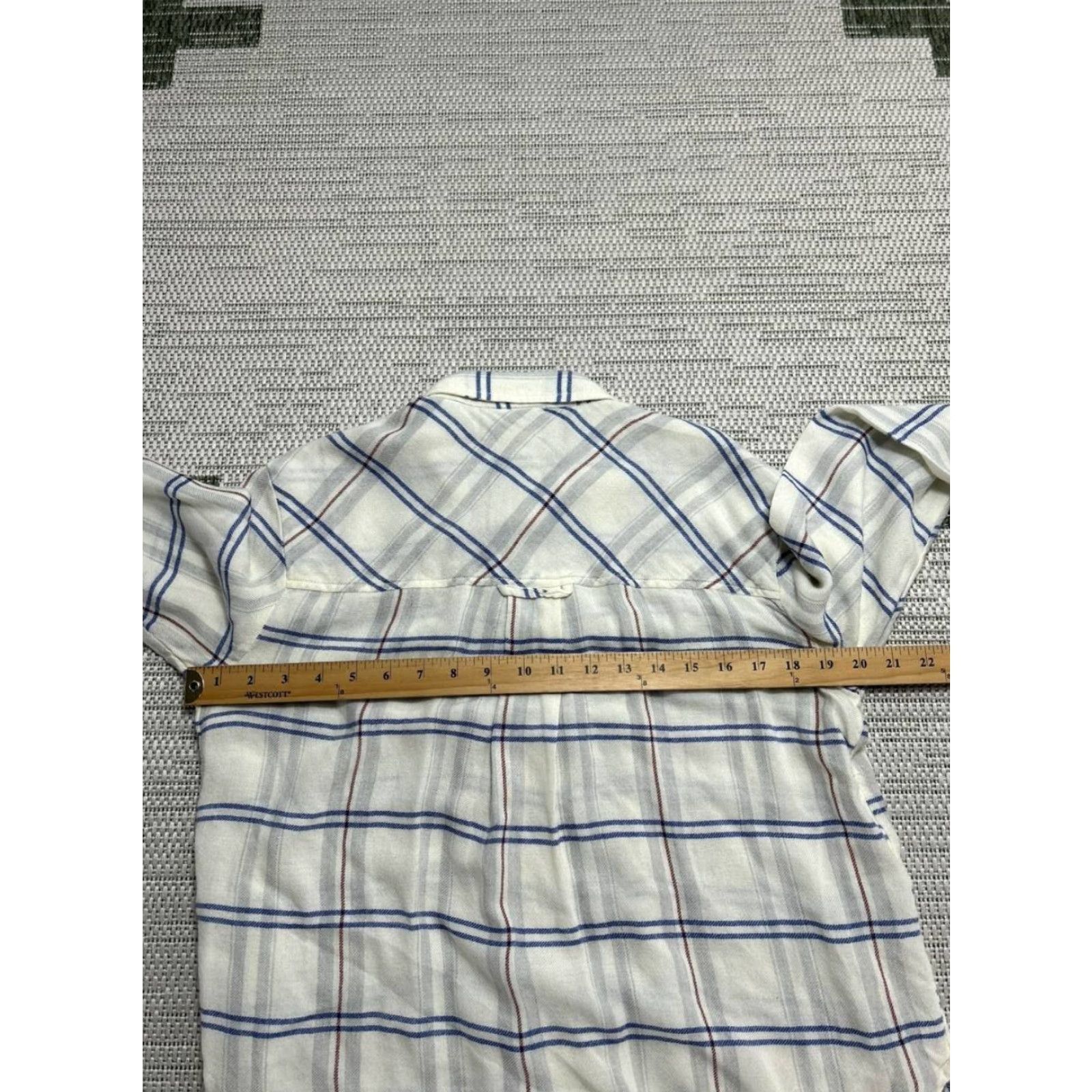 Anthropologie Anthropologie Pilcro Tuxedo Shirt Womens Small White Ruffle Plaid Button Down Size S / US 4 / IT 40 - 4 Thumbnail