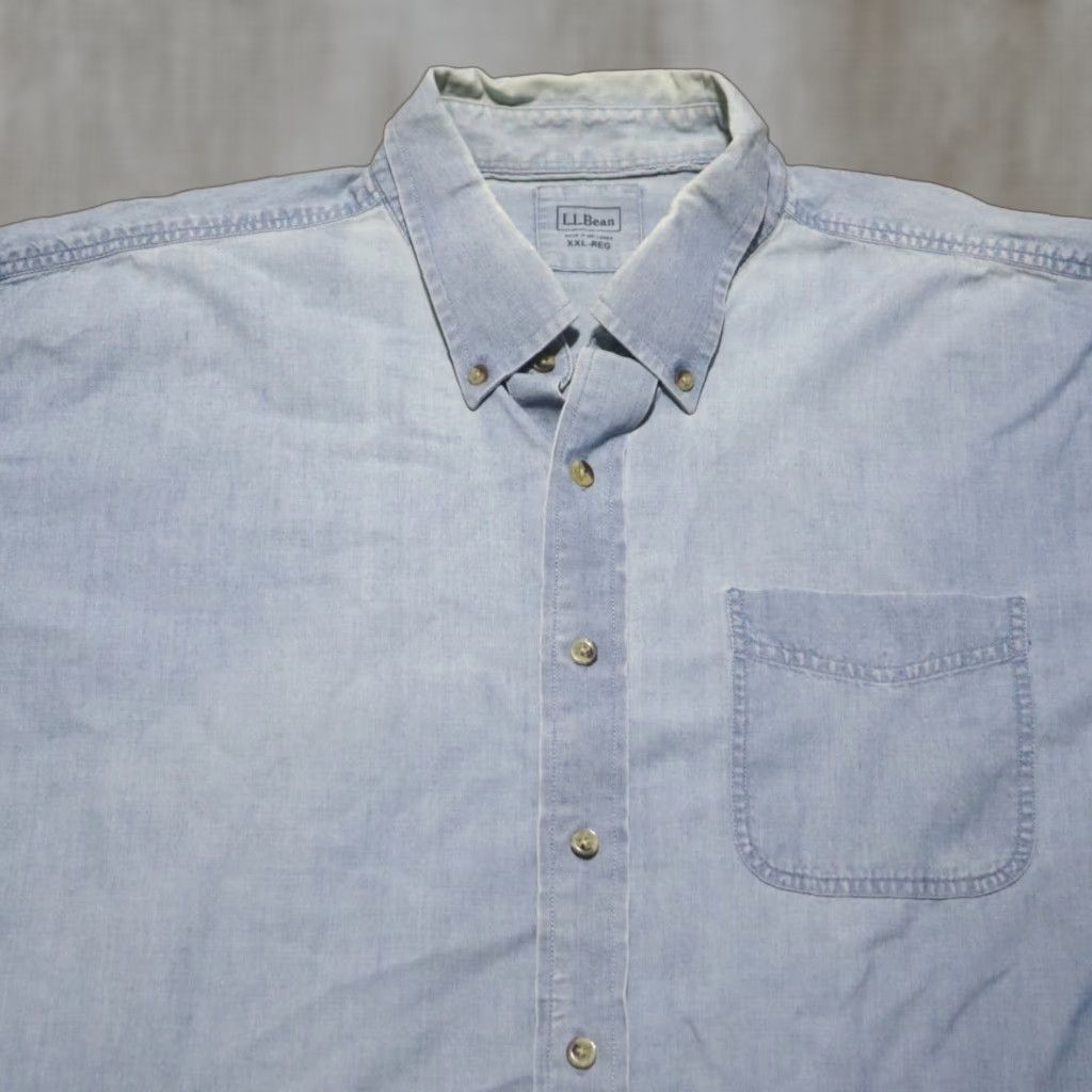 Vintage VINTAGE L.L. Bean Denim Shirt Men's 2XL Long Sleeve Button Up Casual Fall Spring Summer Black Blue Size US XXL / EU 58 / 5 - 1 Thumbnail