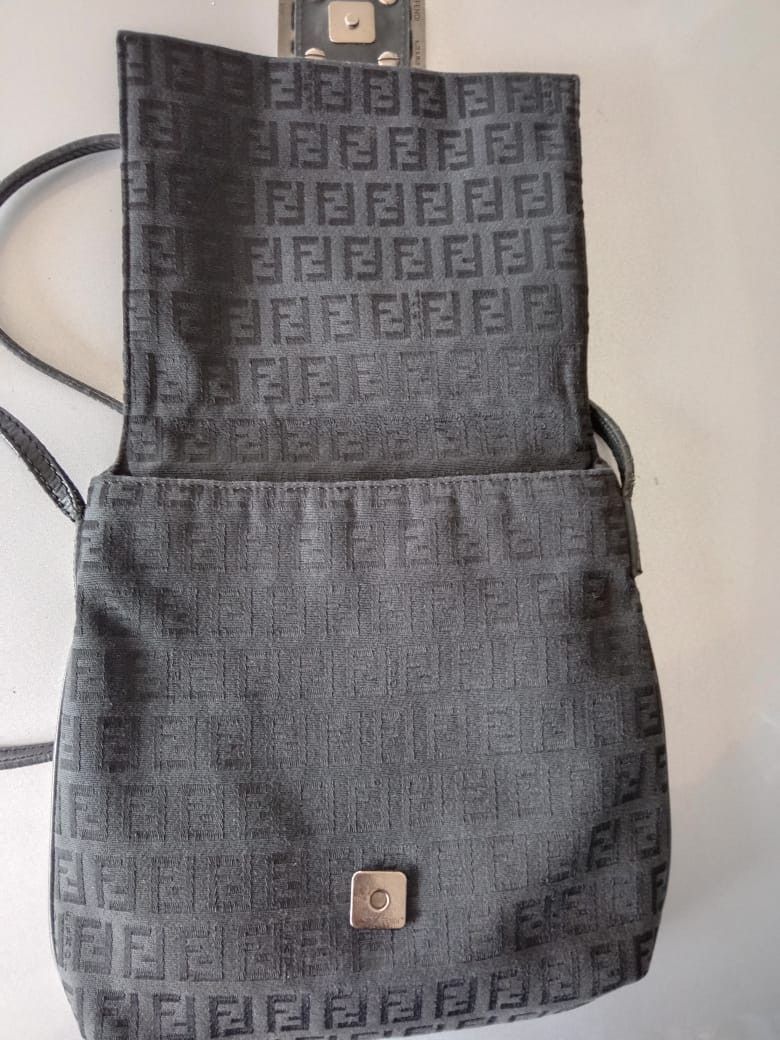 Fendi FENDI Zucchino Canvas Mamma Baguette Crossbody Black Bag Size ONE SIZE - 12 Thumbnail