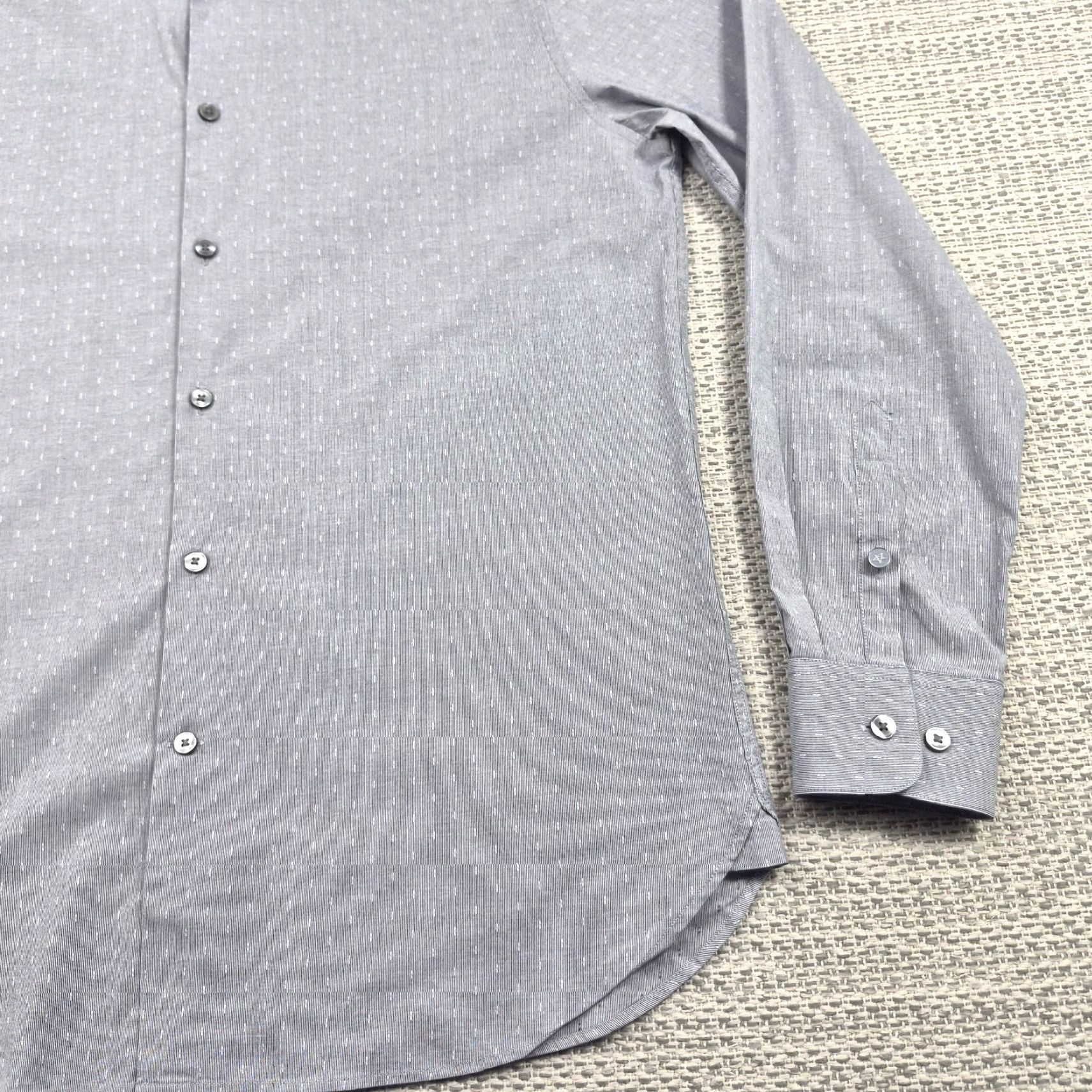 John Varvatos John Varvatos Button Up Shirt Mens 15.5 32/33 Gray Modern Fit Stretch Dress Shirt Geometric Pattern Classic Modern USA Men Size 42R - 2 Thumbnail