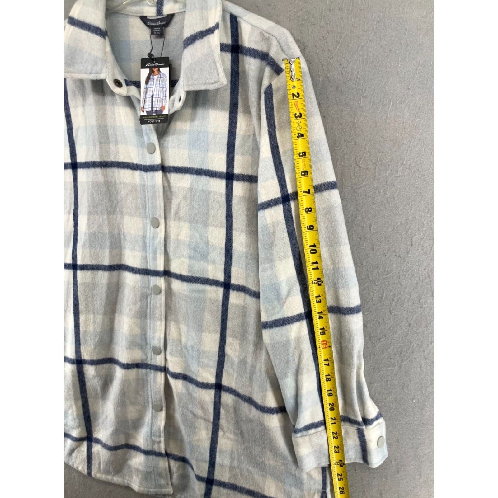 Eddie Bauer Eddie Bauer Women's Shacket XL Blue Plaid Fleece Button-Up Casual Shirt Snap Long Sleeve Outdoor Classic Size XL / US 12-14 / IT 48-50 - 4 Thumbnail
