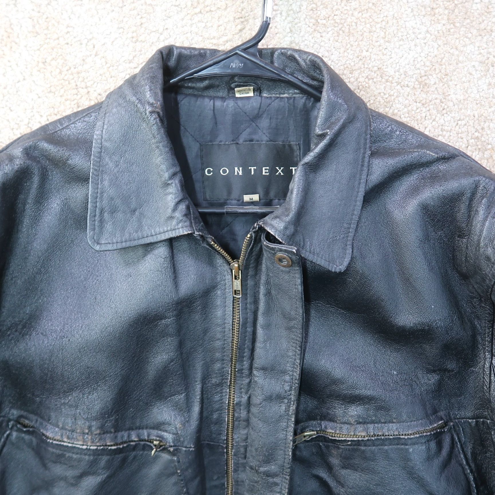 Vintage VINTAGE CONTEXT Leather Coat Jacket Men Medium Full Zip Insulated Black Size US M / EU 48-50 / 2 - 6 Thumbnail