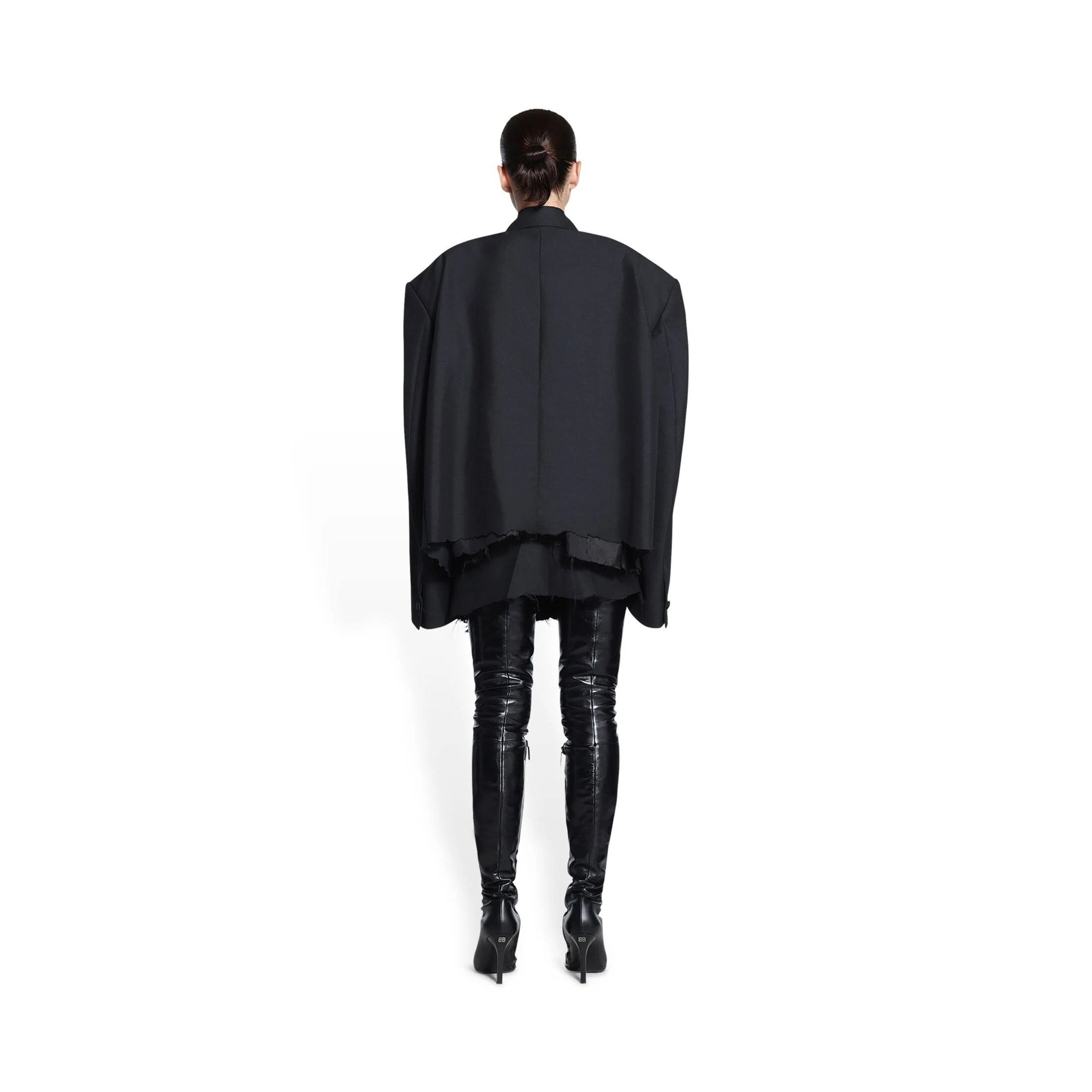 Balenciaga o1in1g1024 Dup / Cropped Tuxedo Blazer in Black Size XS / US 0-2 / IT 36-38 - 3 Thumbnail