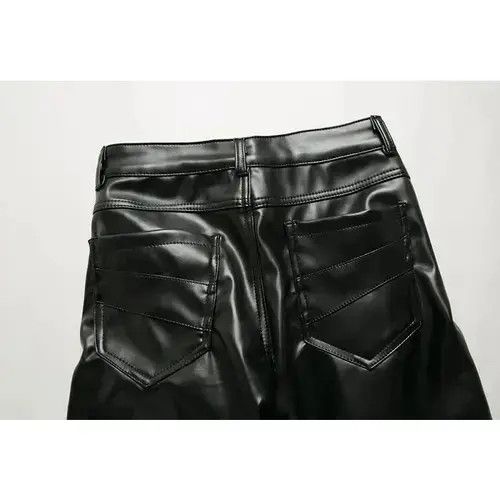 Other Black Faux Studded Leather Pants Size US 29 - 2 Thumbnail