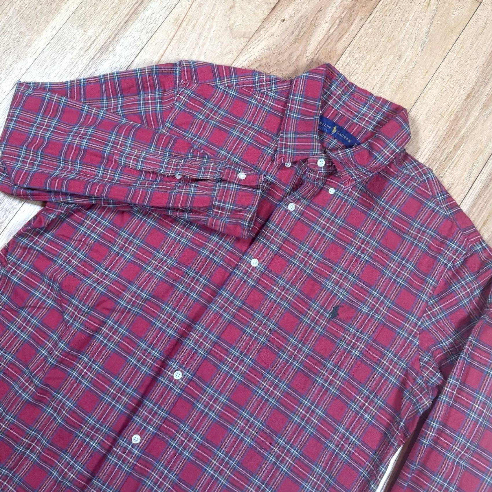 Polo Ralph Lauren Polo Ralph Lauren Button Shirt Mens XL Classic Fit Gingham Check Multicolor Red Blue Pony Long Sleeve Button-Up Mens Size US XL / EU 56 / 4 - 3 Thumbnail