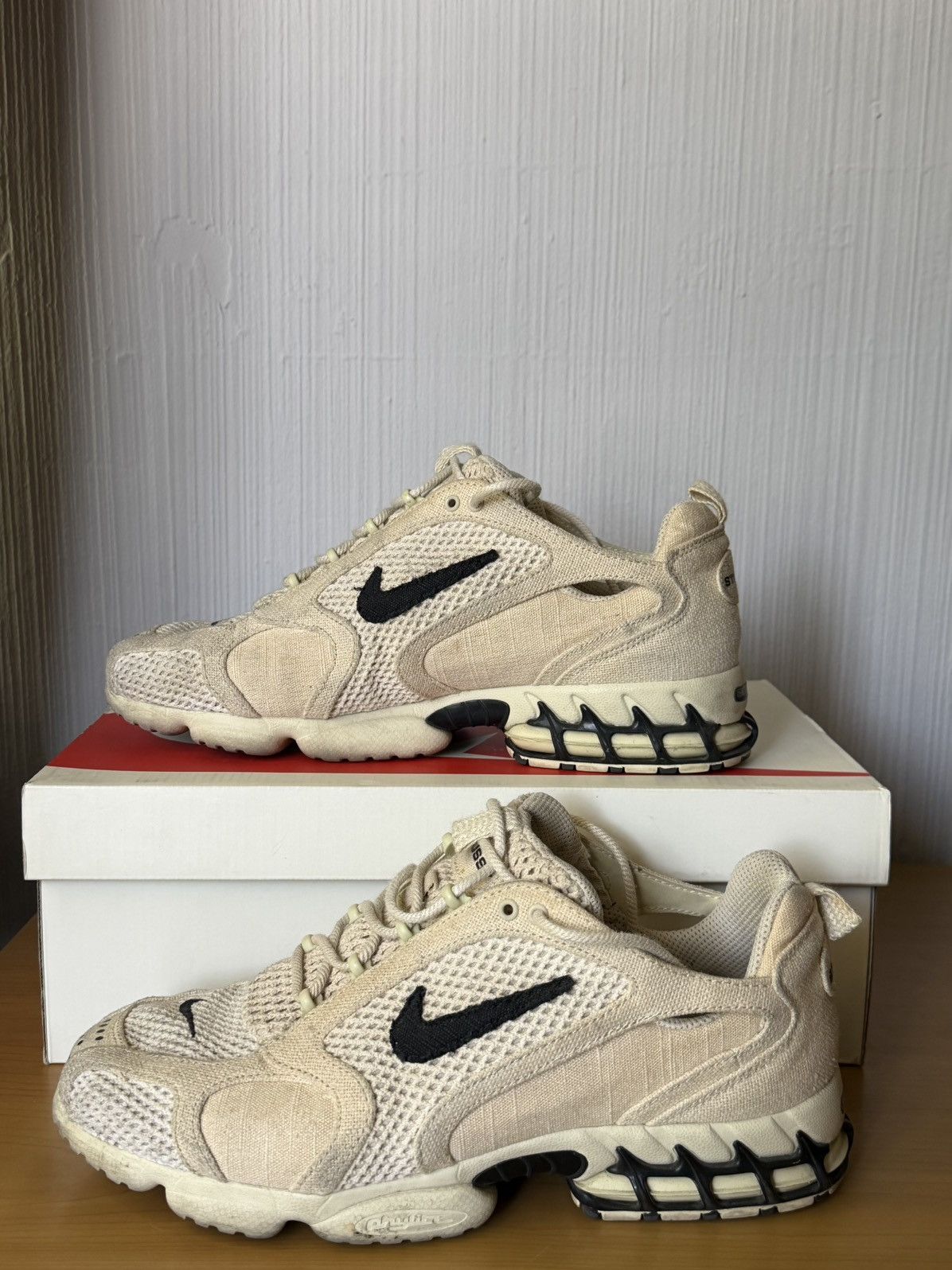Nike × Stussy Stussy X Nike Air Zoom Spiridon Caged 2 Fossil Size US 12 / EU 45 - 1 Thumbnail