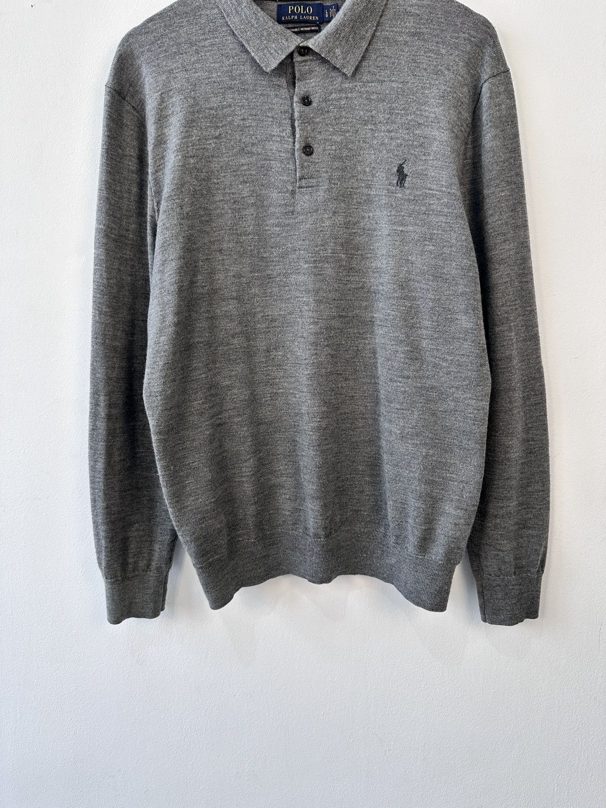 Polo Ralph Lauren Polo Ralph Lauren Merino Wool Long Sleeve Polo Sweater L Size US L / EU 52-54 / 3 - 4 Thumbnail