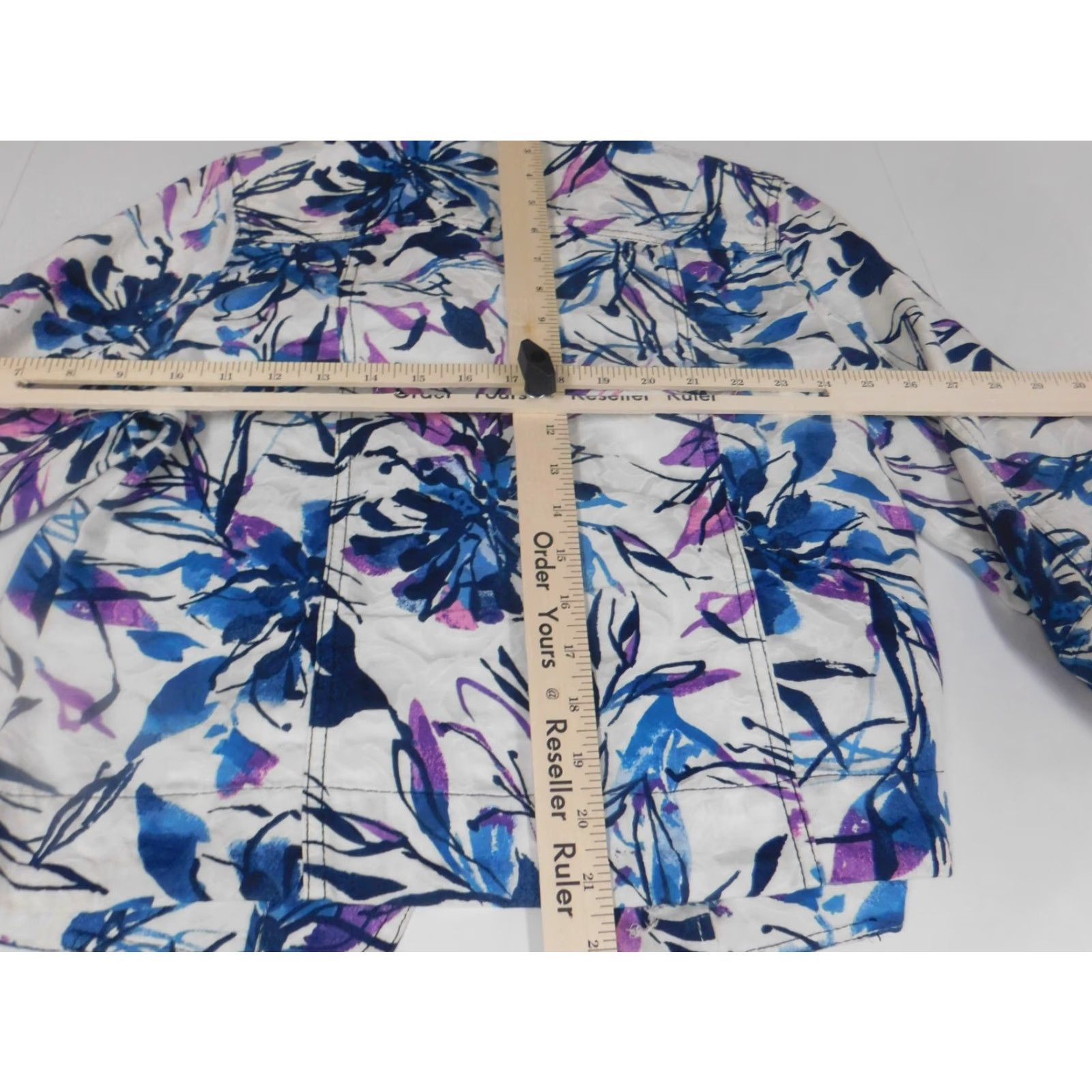 Vintage Tanjay Womens Jacket 6P Floral Button Down Collar Blue Knit Embroidered Solid Long Sleeve Mid-Length Casual Fall Spring 6P Petite Womens Jacket Size M / US 6-8 / IT 42-44 - 7 Thumbnail