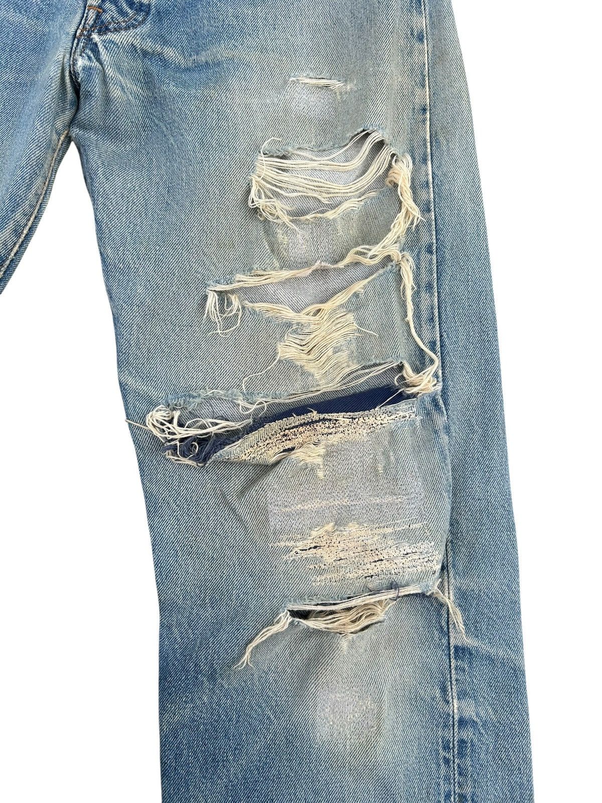 Levi's Vintage Clothing 80's THRASHED Levi's 555 Reconstructed Repair Denim Size US 30 / EU 46 - 7 Thumbnail