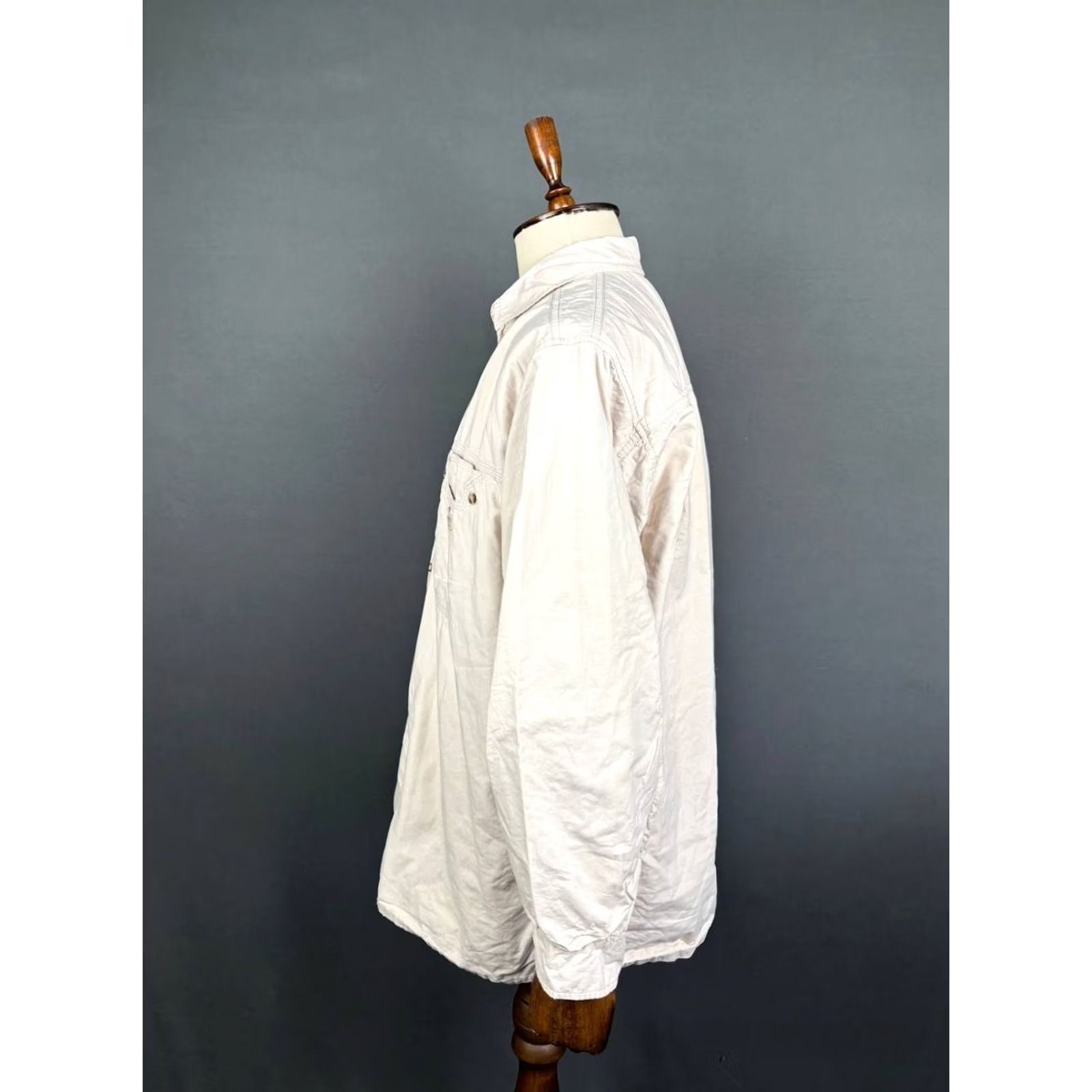 Camel Camel Shirt Men XL Ivory Cotton Long Sleeve Front Pocket Casual Button-Up Travel Line Modern Outdoor Size US XL / EU 56 / 4 - 5 Thumbnail