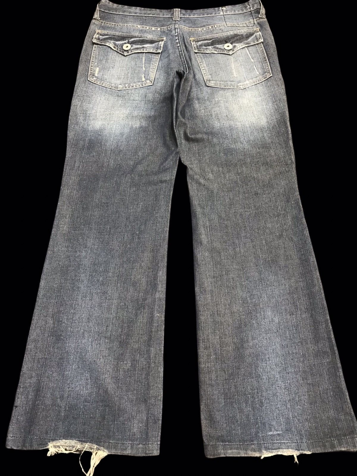 Japanese Brand 💥FLARE💥RUSH HOUR Japan Distressed Flare Jeans F44 Size US 33 - 2 Thumbnail