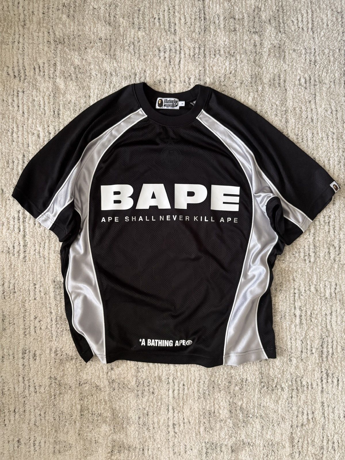 Bape BAPE Black Solid Camo Jacquard Multilogo Football Jersey Size US S / EU 44-46 / 1 - 1 Thumbnail