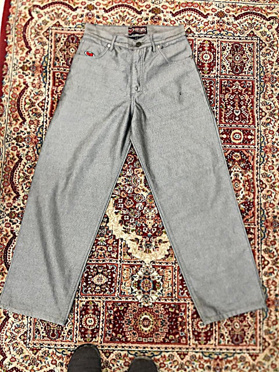Jean × Wu-Tang Clan Vintage WU WEAR jeans, shiny gray silver metallic baggy Size US 29 - 1 Thumbnail