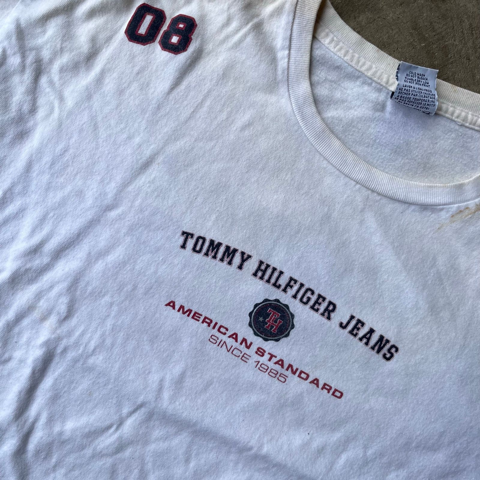 Vintage VINTAGE TOMMY HILFIGER JEANS SHIRT TEE WHITE LARGE 90S Size US L / EU 52-54 / 3 - 2 Thumbnail