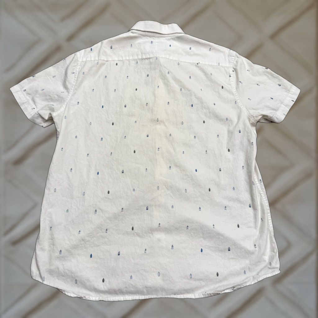 Vintage Twillory Untuckable Surfboard Print Button Down Shirt Mens Large White Cotton Size US L / EU 52-54 / 3 - 1 Thumbnail