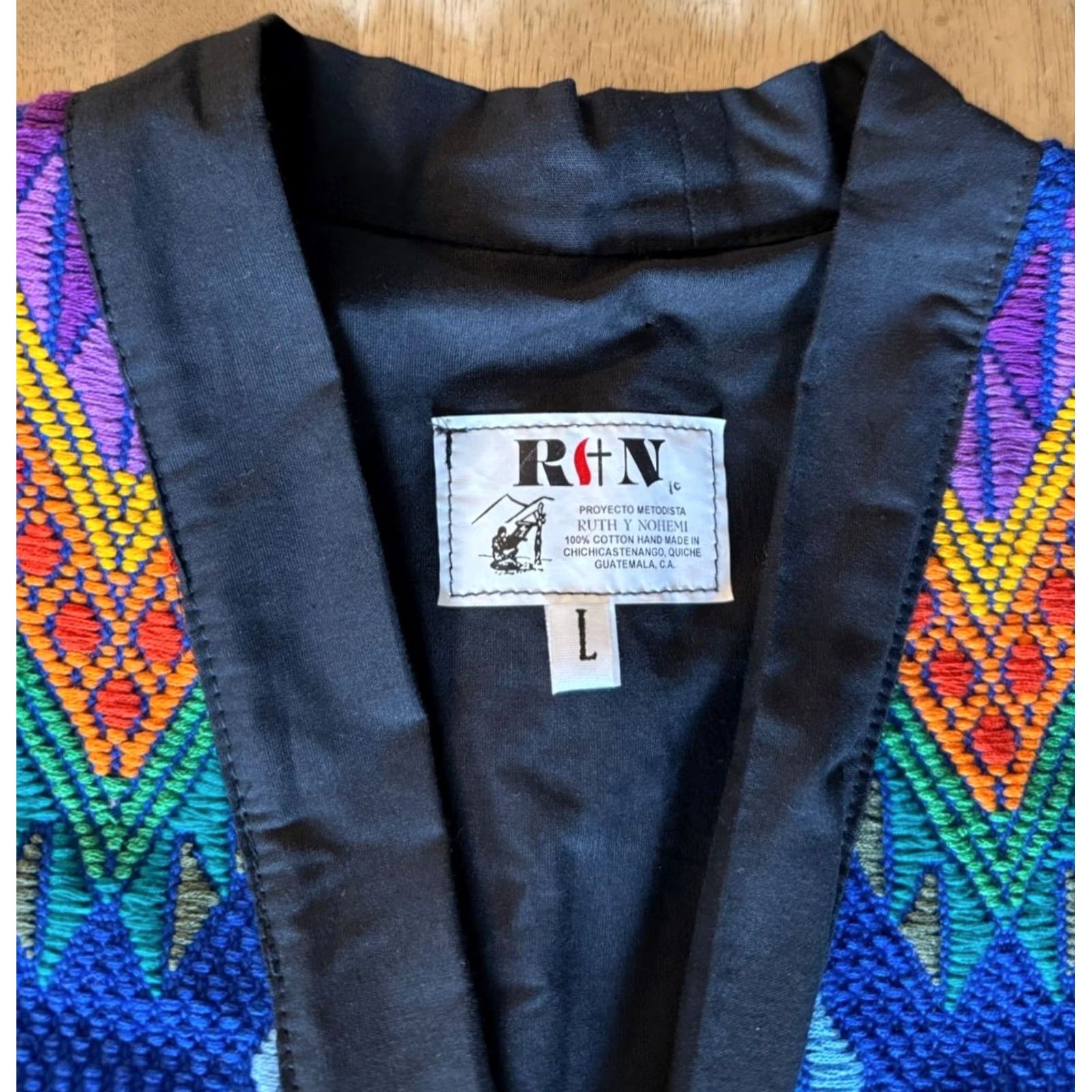 X-LARGE Ruth y Nohemi Embroidered Colorful Cotton Jacket L Guatemalan Handmade Button Front Womens Size L / US 10 / IT 46 - 7 Thumbnail