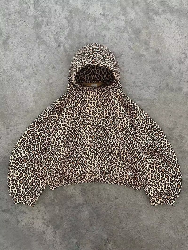 Other Vintage Leopard Print Hooded Sweater Size US L / EU 52-54 / 3 - 2 Thumbnail