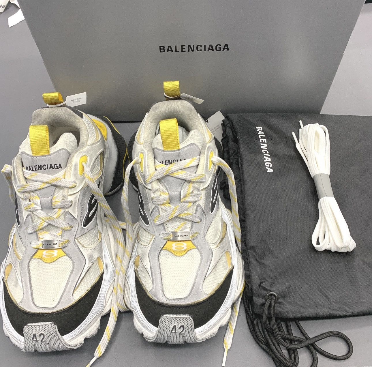 Pre-owned Balenciaga Cargo Sneaker 2024 Fashion Show In Gray Yellow