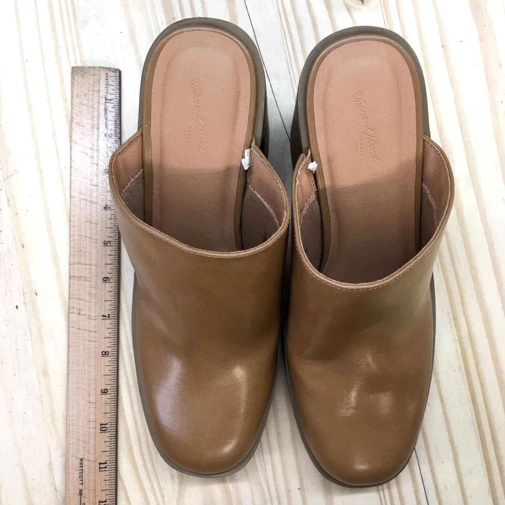 Vintage Universal Thread Heels Women Platform Mule Brown Faux Leather Slip On 10" Size US 10 / IT 40 - 6 Thumbnail