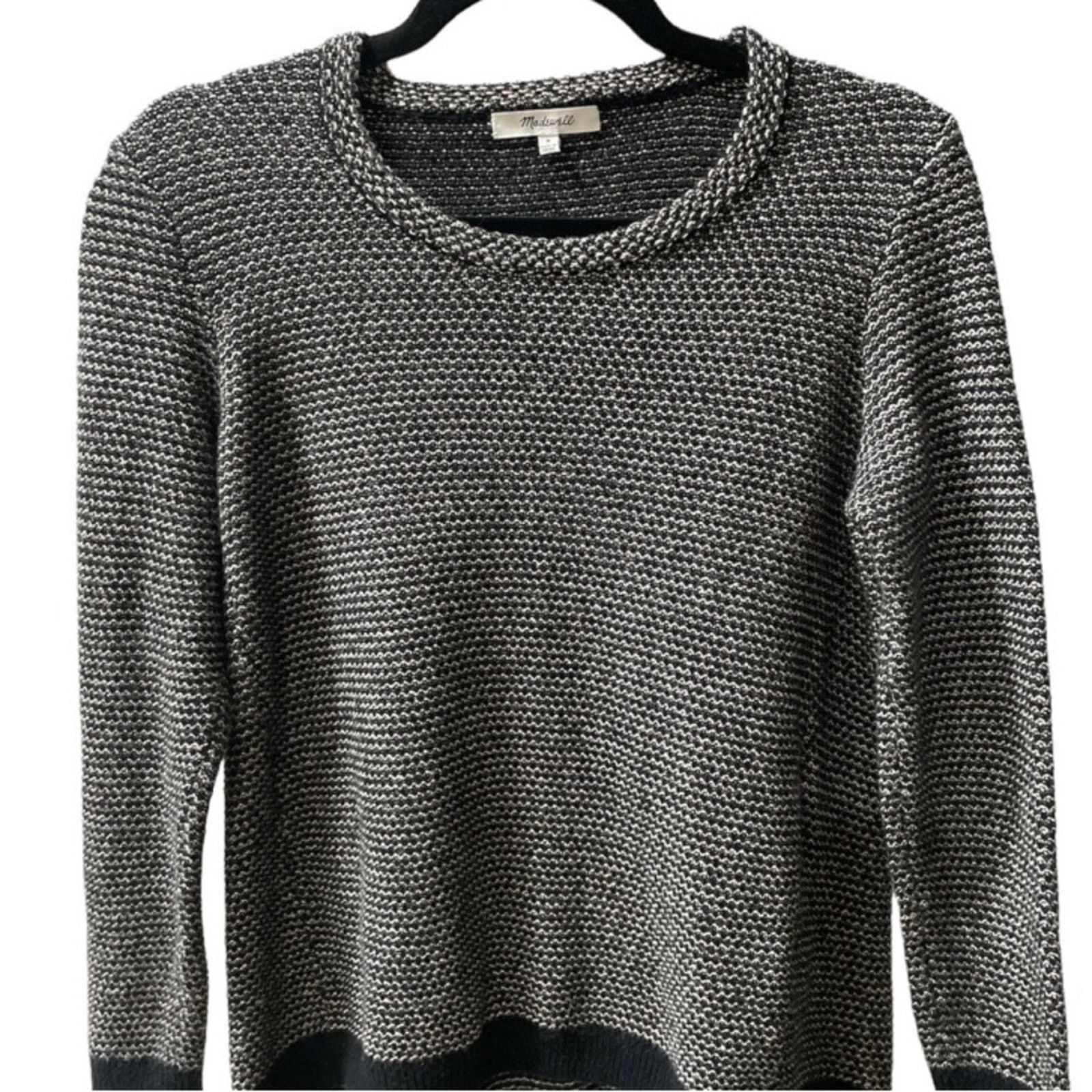 Madewell Madewell Black White Knit Crewneck Long Sleeve Sweater Top Size S / US 4 / IT 40 - 1 Thumbnail