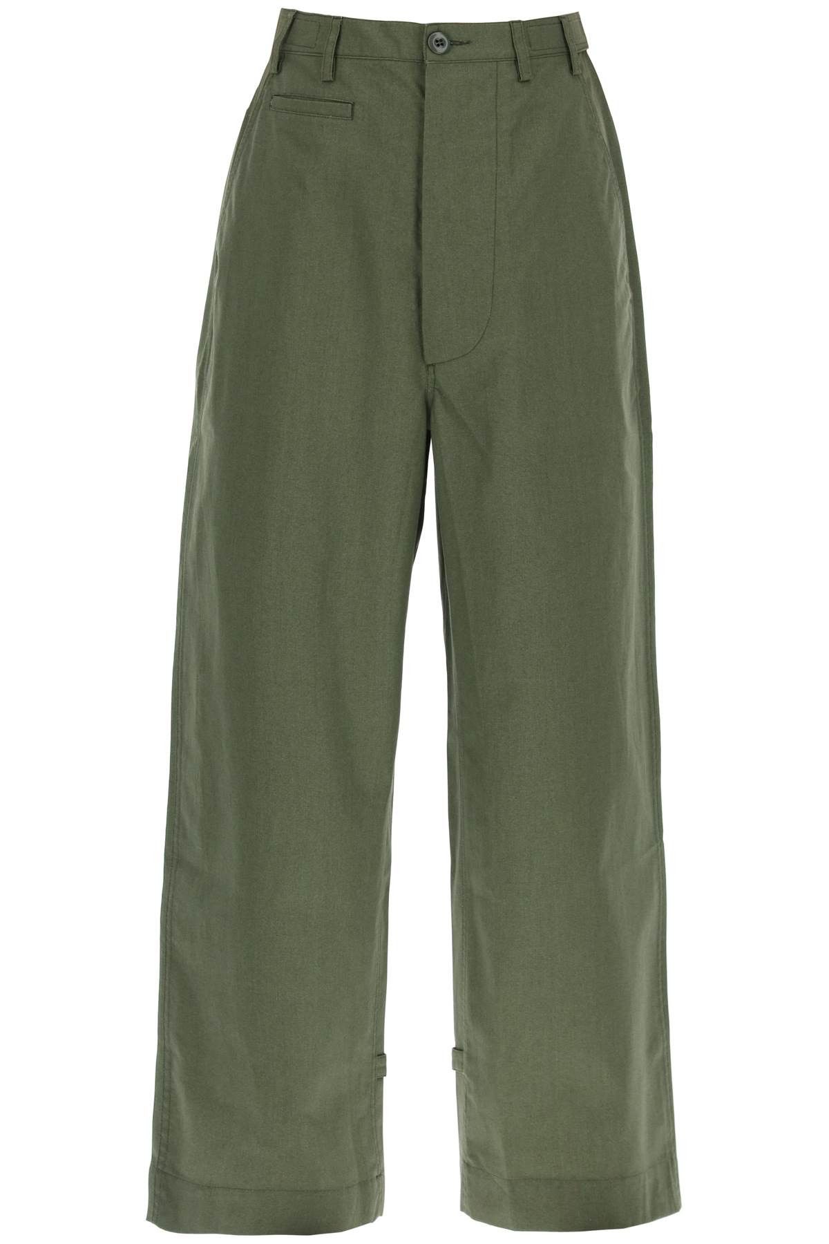 image of Kenzo Oversized Cotton Pants in Khaki, Men's (Size 26)