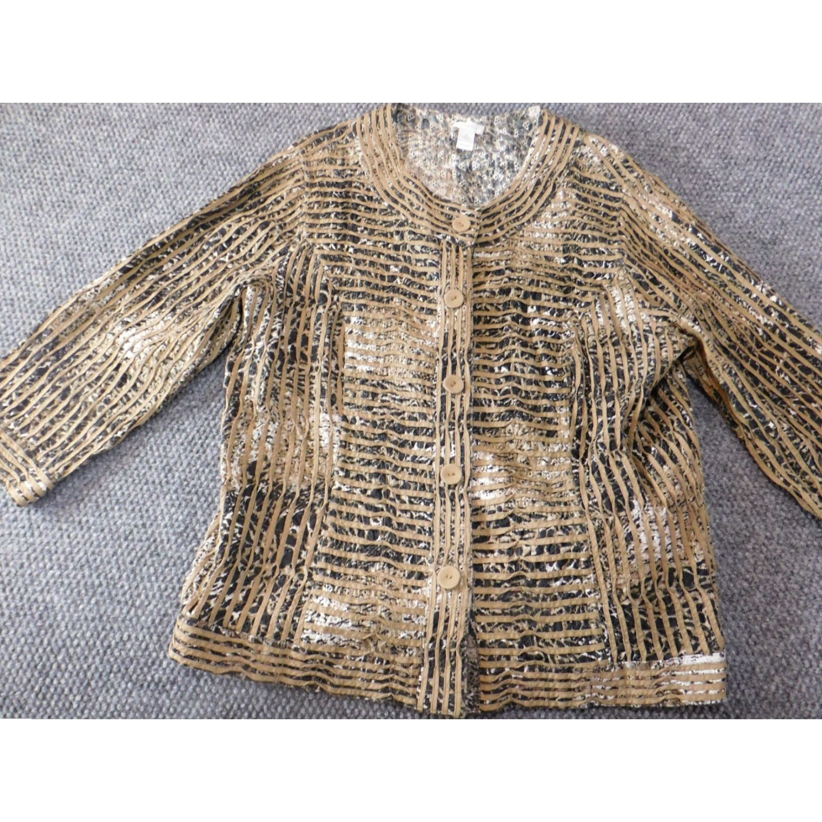 Vintage Chicos Womens Jacket 3 Brown Tribal designer button classic Size XS / US 0-2 / IT 36-38 - 3 Thumbnail