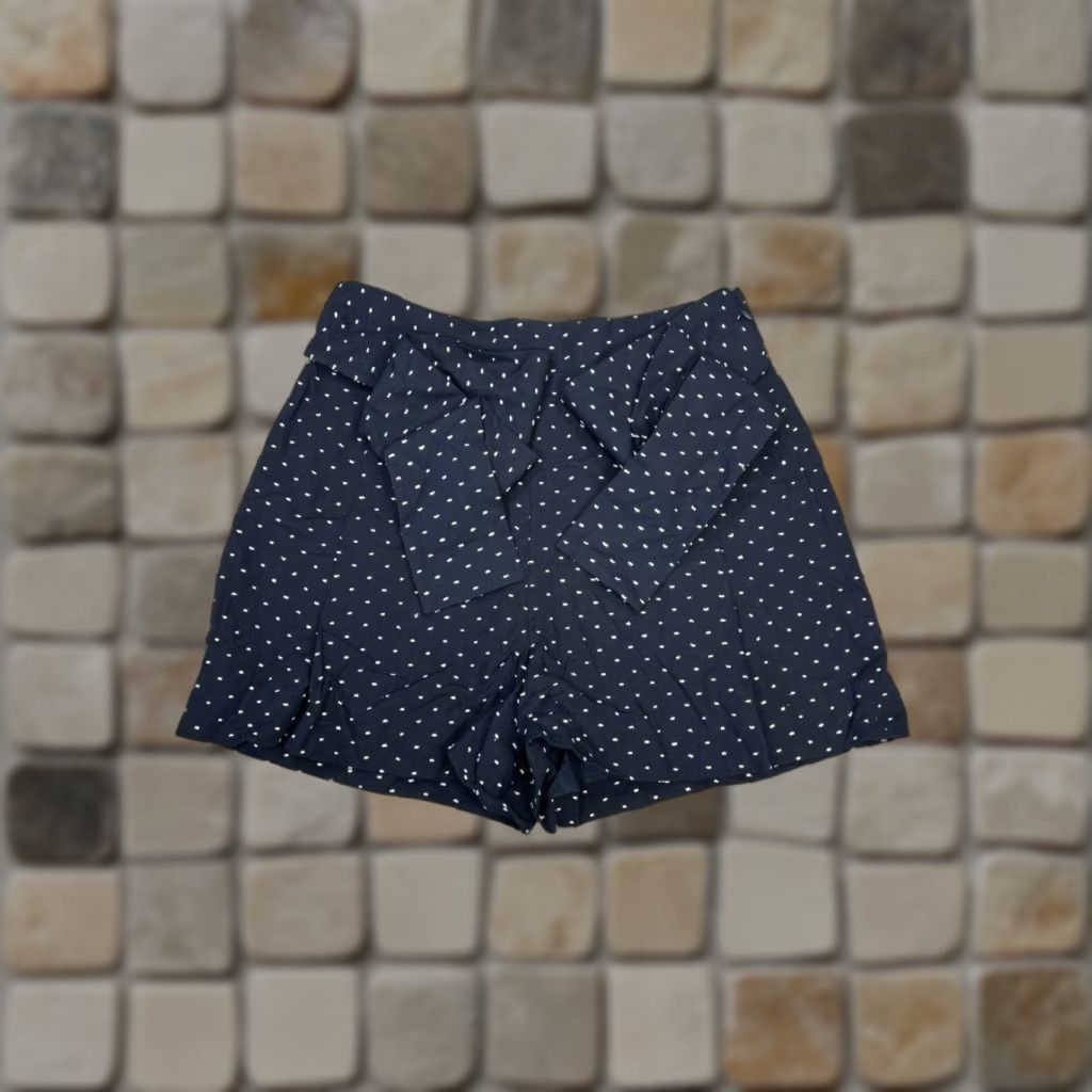 J.Crew J Crew Tie Waist Shorts Womens 10 Blue Clip Dot Cotton High Rise Side Zip New Size 32" / US 10 / IT 46 - 1 Thumbnail
