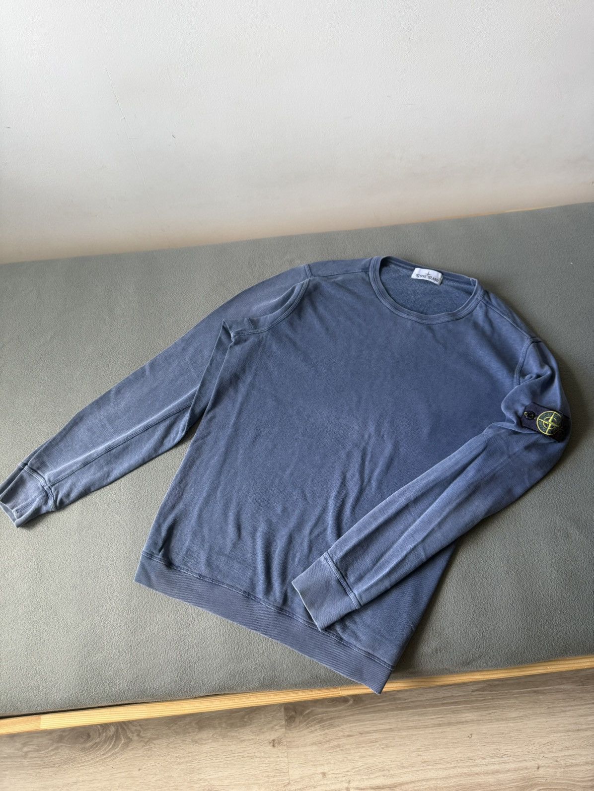 Stone Island Stone Island Garment Dyed Blue Compass Patch Crewneck Size US XL / EU 56 / 4 - 2 Thumbnail