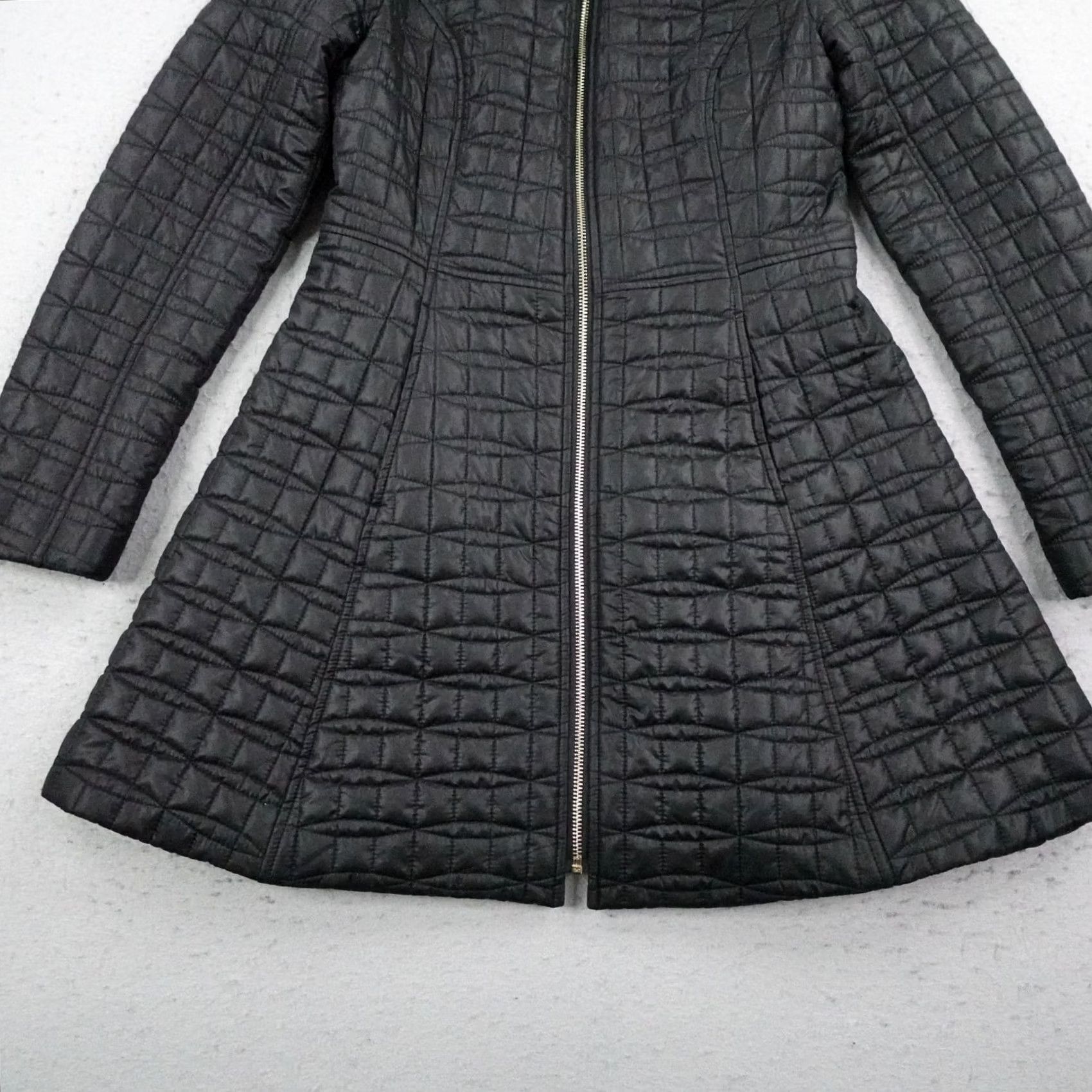 Vintage Kate Spade New York Womens XS Black Fit and Flare Puffer Coat Bow Quilted Jacket Size XS / US 0-2 / IT 36-38 - 3 Thumbnail