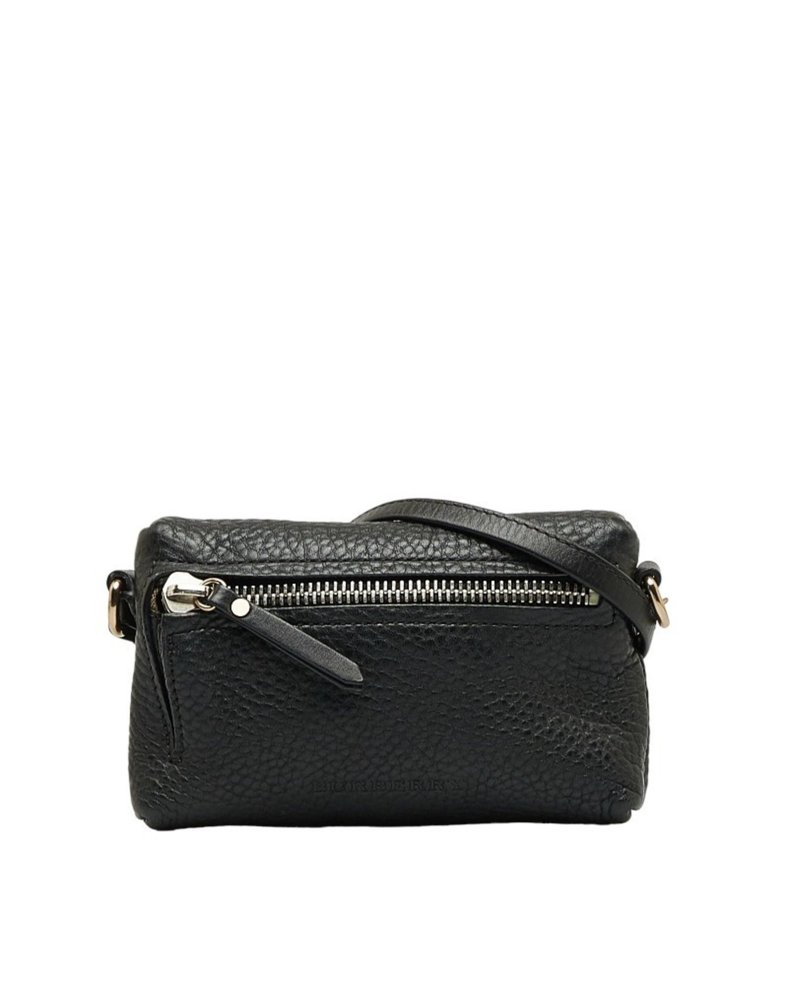 image of Burberry Black Leather Shoulder Bag, Women's