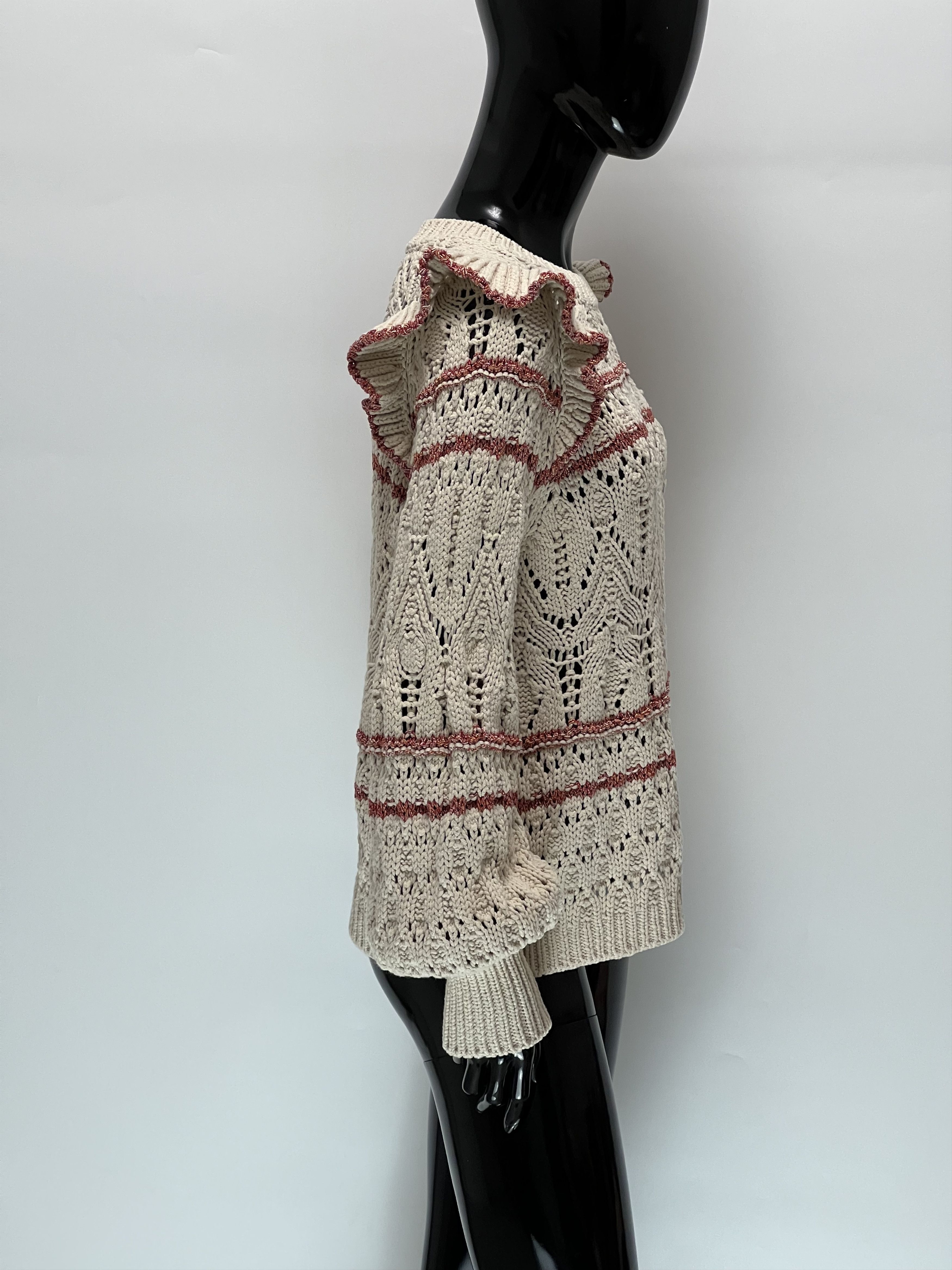 Sezane Sezane Knitted Sweater With Ruffles Size M Made in Italy Size M / US 6-8 / IT 42-44 - 2 Thumbnail