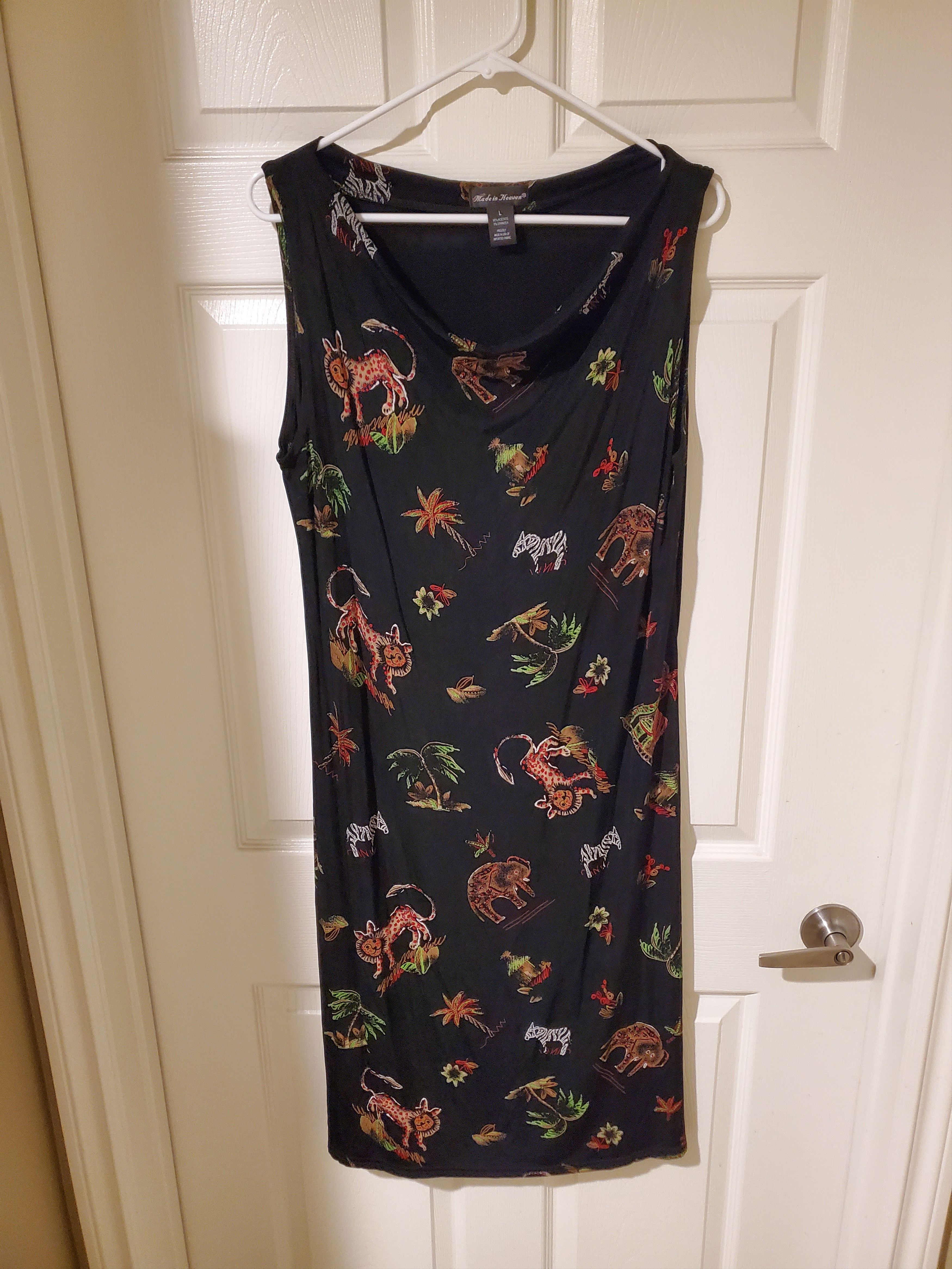 Vintage jungle animal print dress (size L)