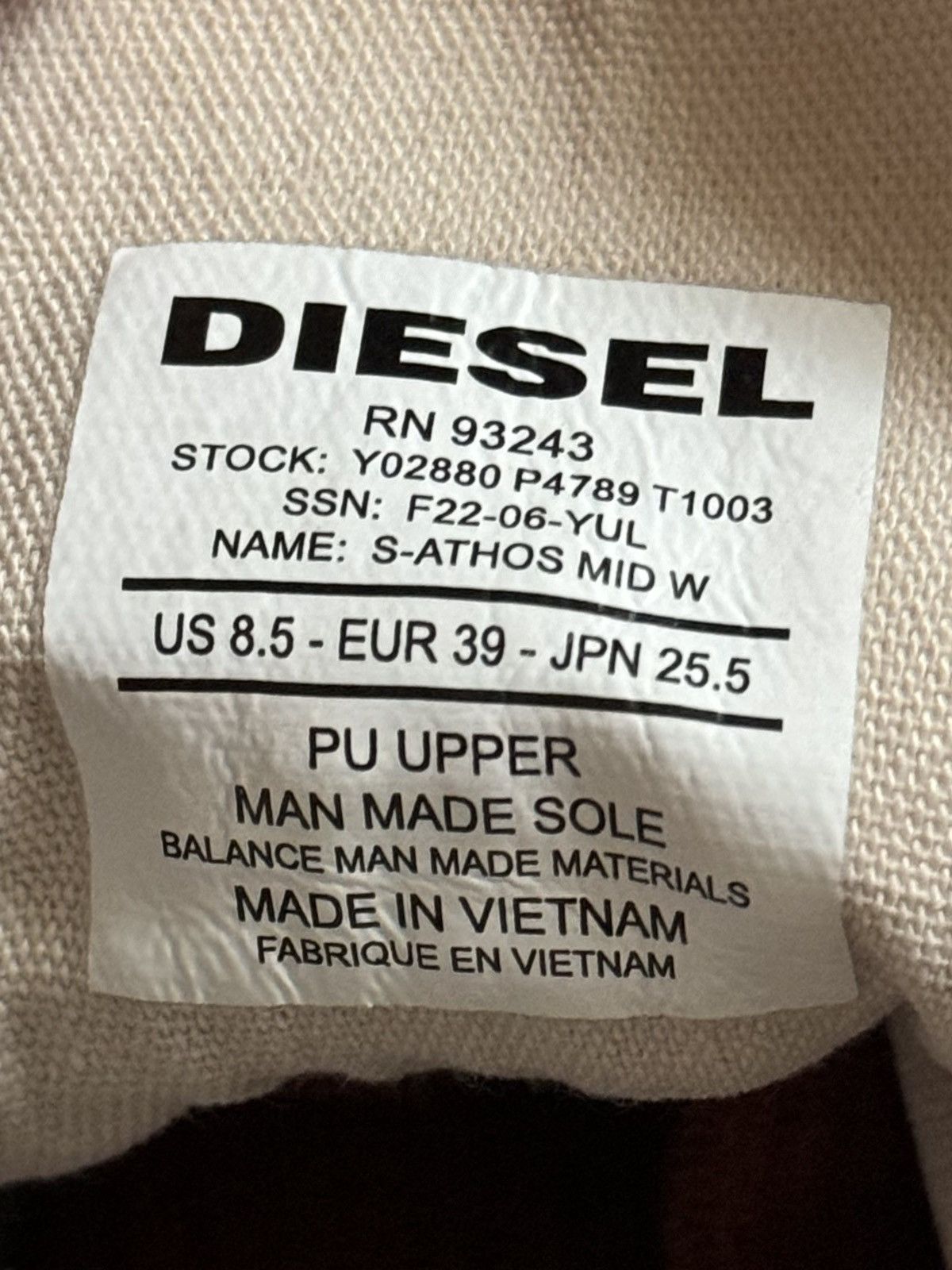 Diesel Diesel US8.5 EUR39 S-ATHOS MID W high top sneaker shoes y2k Size US 8.5 / IT 38.5 - 11 Thumbnail